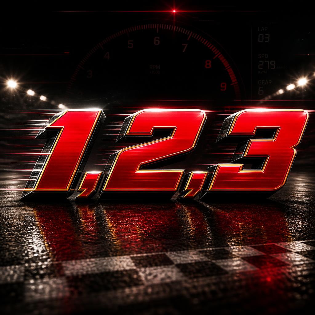 "1,2,3" — Racing | AI Text Effect Generator