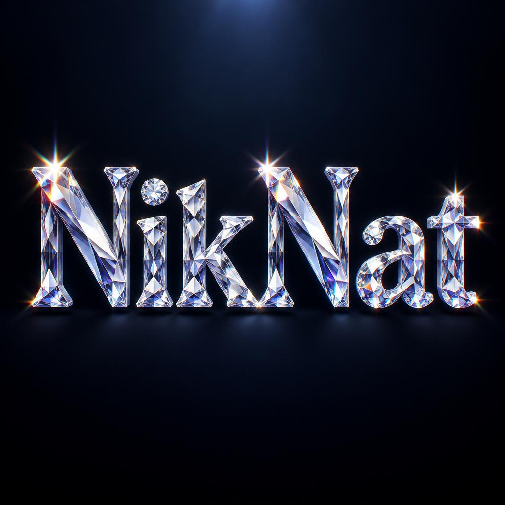 "NikNat" — Glass Crystal | AI Text Effect Generator