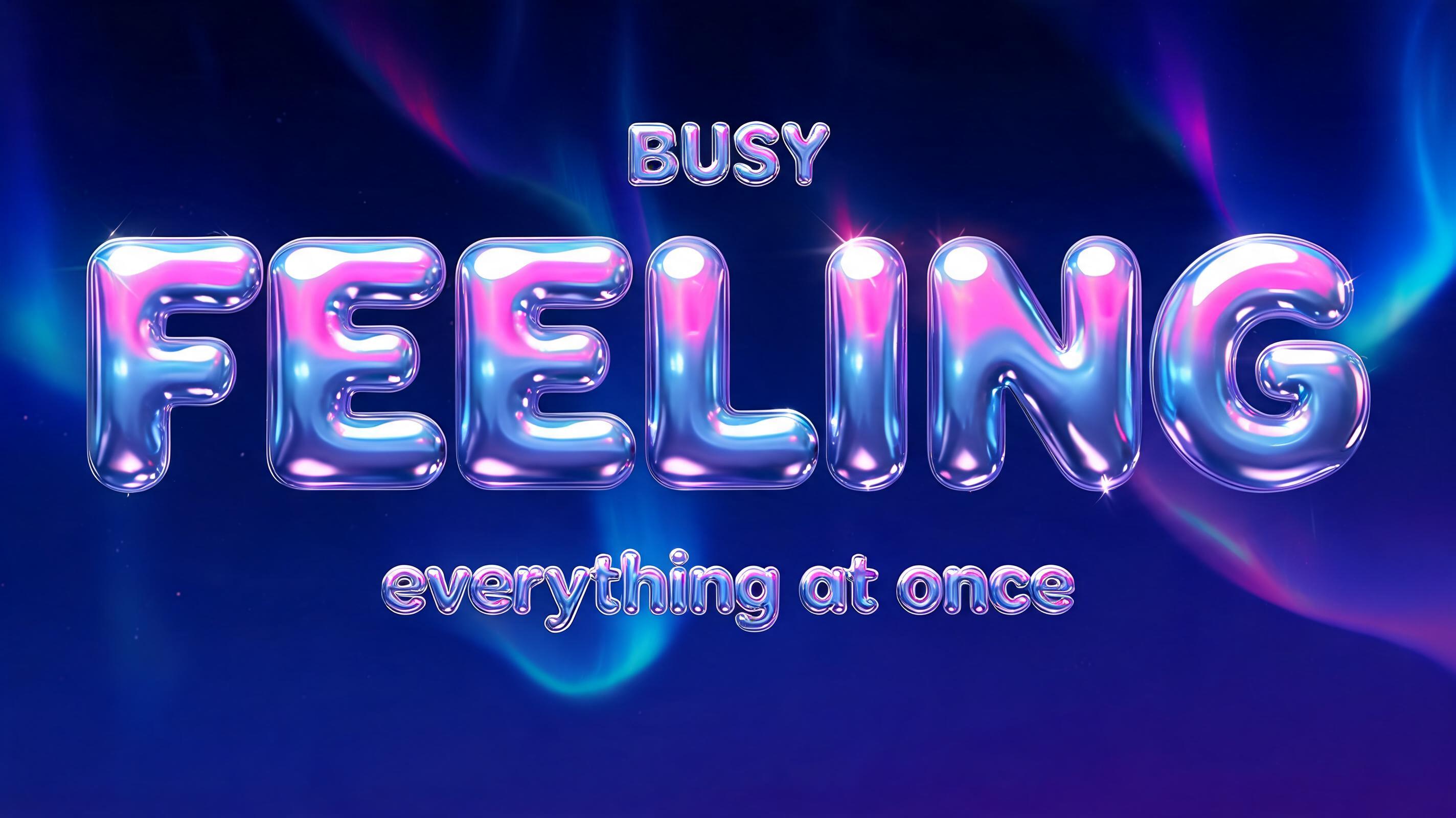 "busy feeling everything at once" — Y2k | AI Text Effect Generator