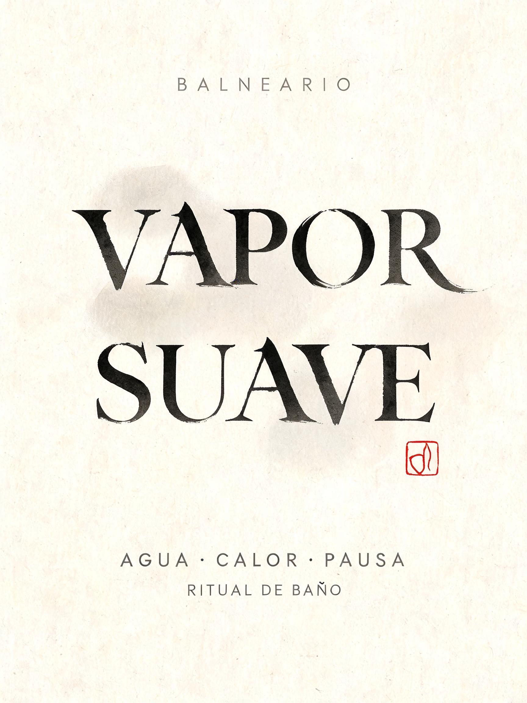 "VAPOR
SUAVE
BALNEARIO
AGUA · CALOR · PAUSA
RITUAL DE BAÑO" — Brush Japanese Ink | AI Text Effect Generator
