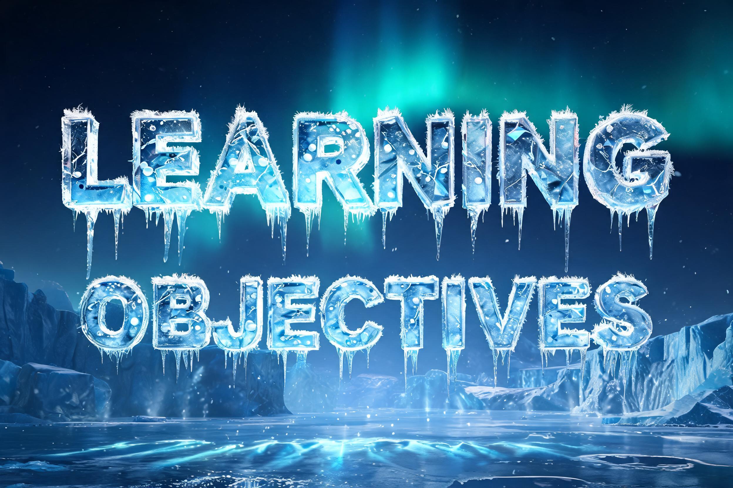 "LEARNING
OBJECTIVES" — Glass Frozen | AI Text Effect Generator