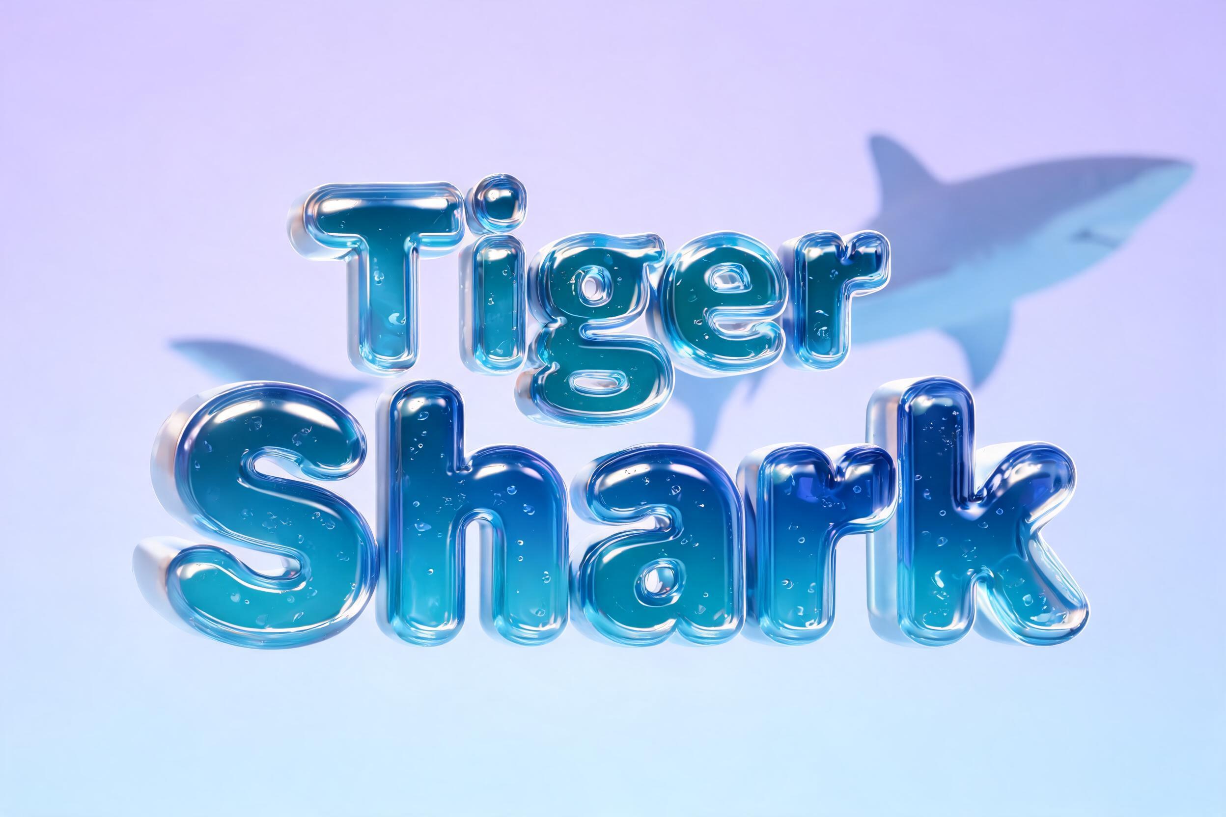 "Tiger Shark" — Glass Liquid | AI Text Effect Generator
