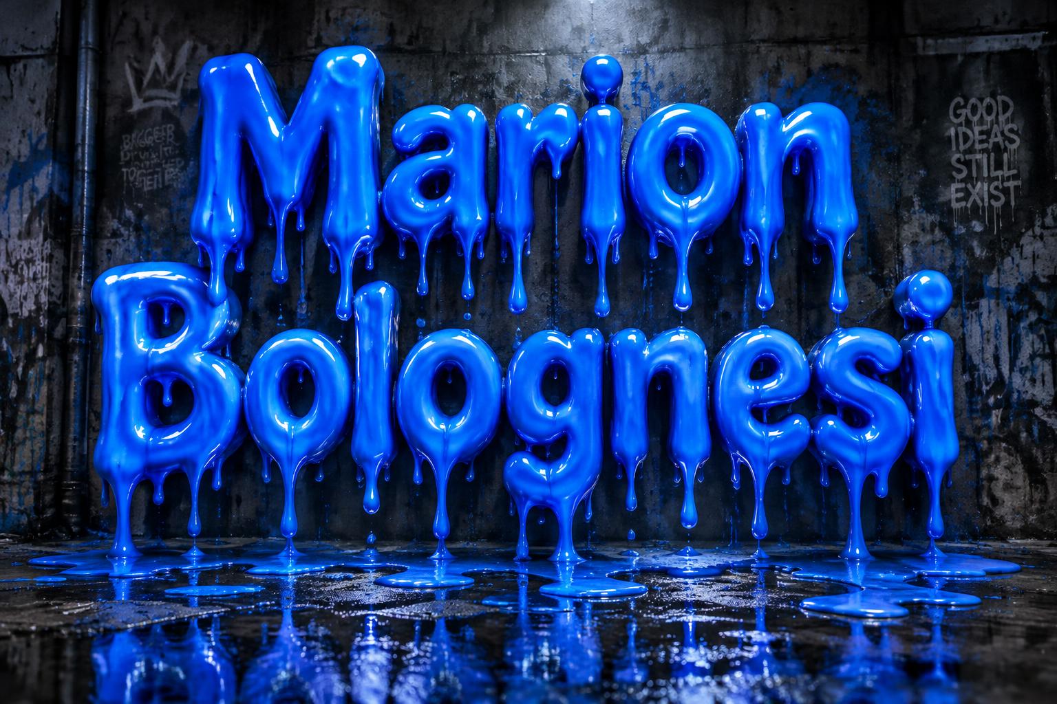 "Marion Bolognesi" — Drip Font | AI Text Effect Generator