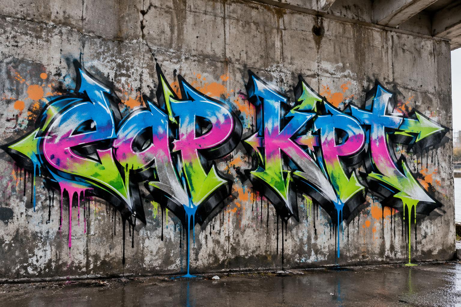 "eqp kpt" — Graffiti | AI Text Effect Generator
