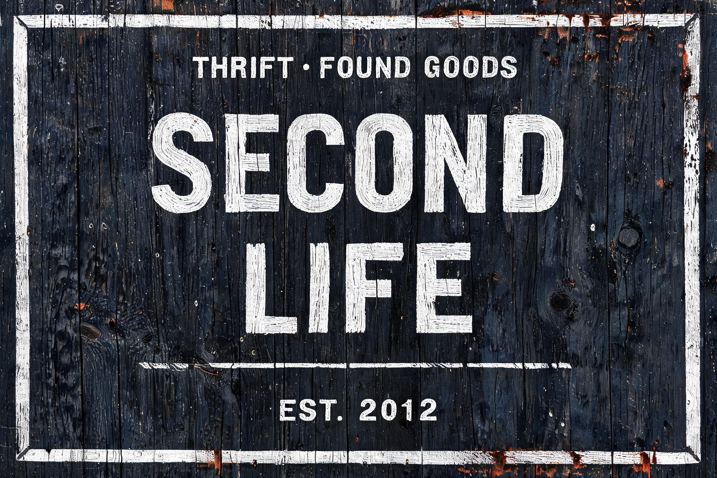 "Design a weathered title reading Second Life for my thrift shop sign" — Brush Dry text effect