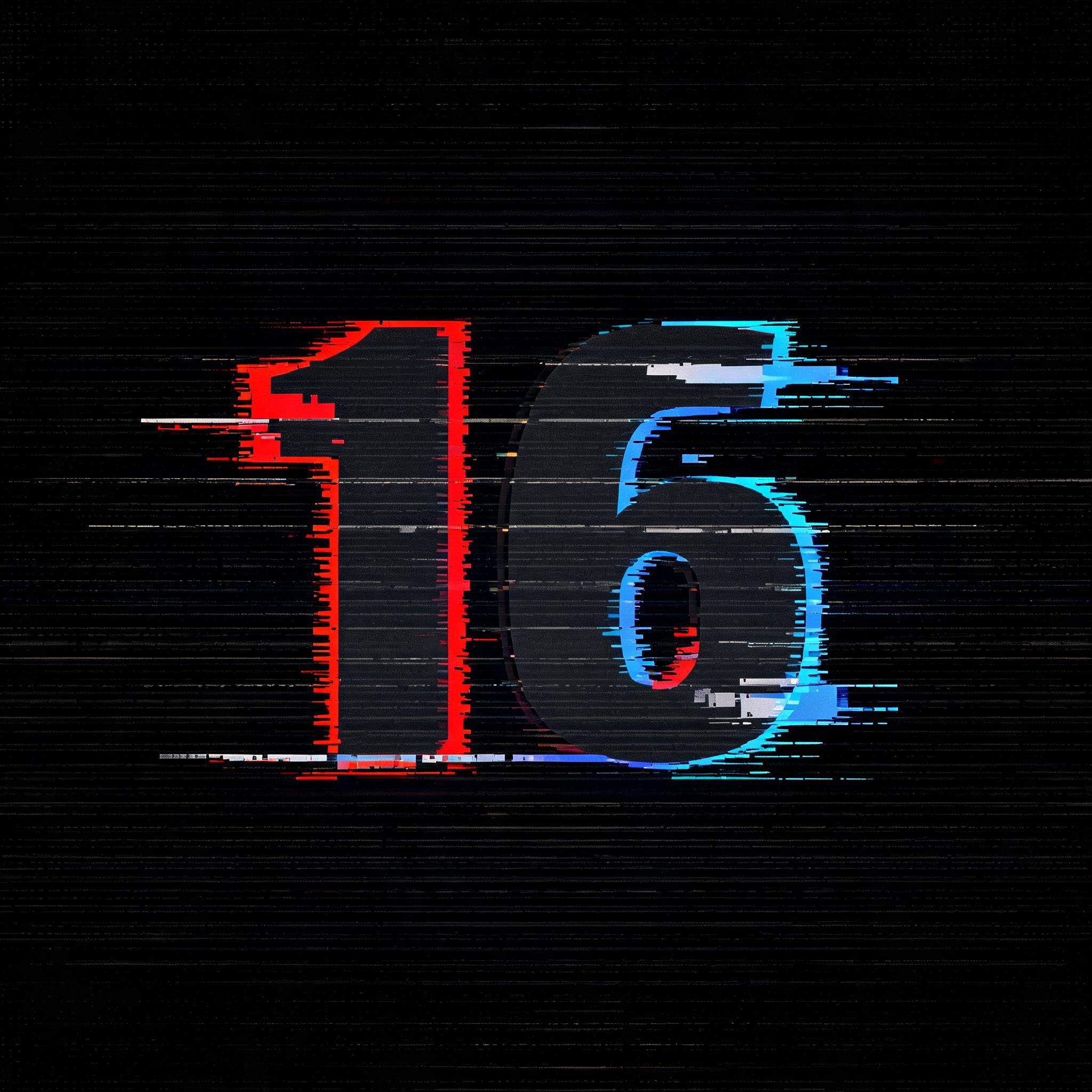 "16" — Glitch | AI Text Effect Generator
