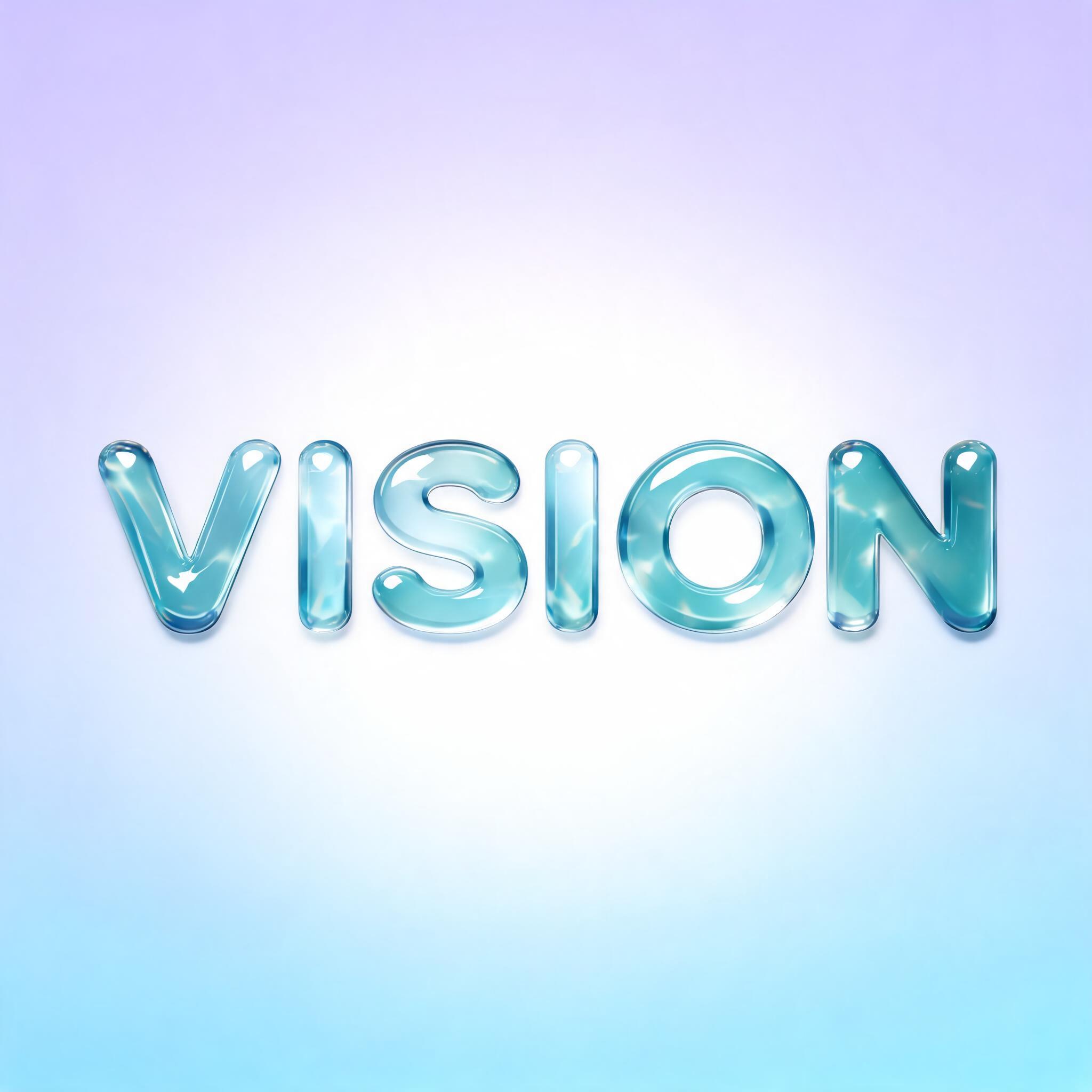 "VISION" — Glass Liquid | AI Text Effect Generator