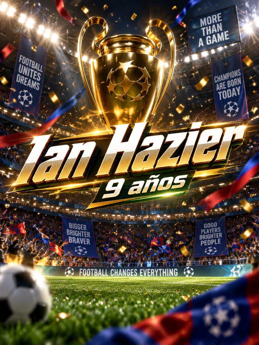 "Ian Hazier 9 años" — Sports Football | AI Text Effect Generator