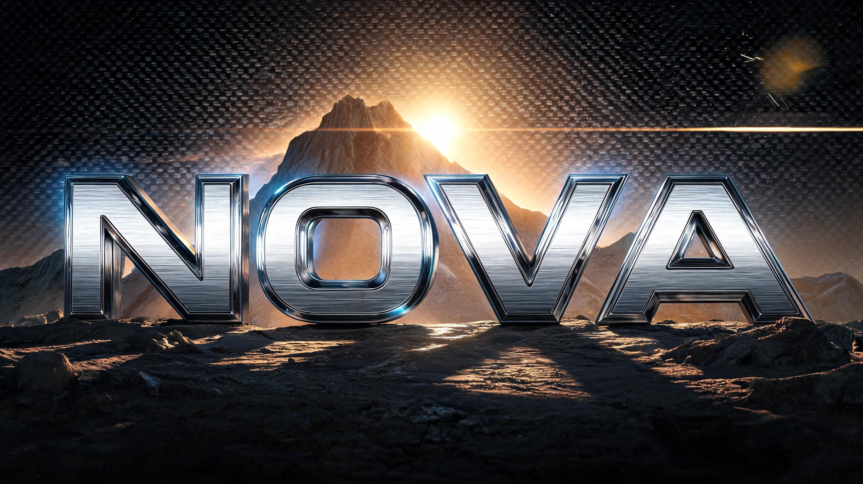 "NOVA" — Chrome Metal 3d | AI Text Effect Generator