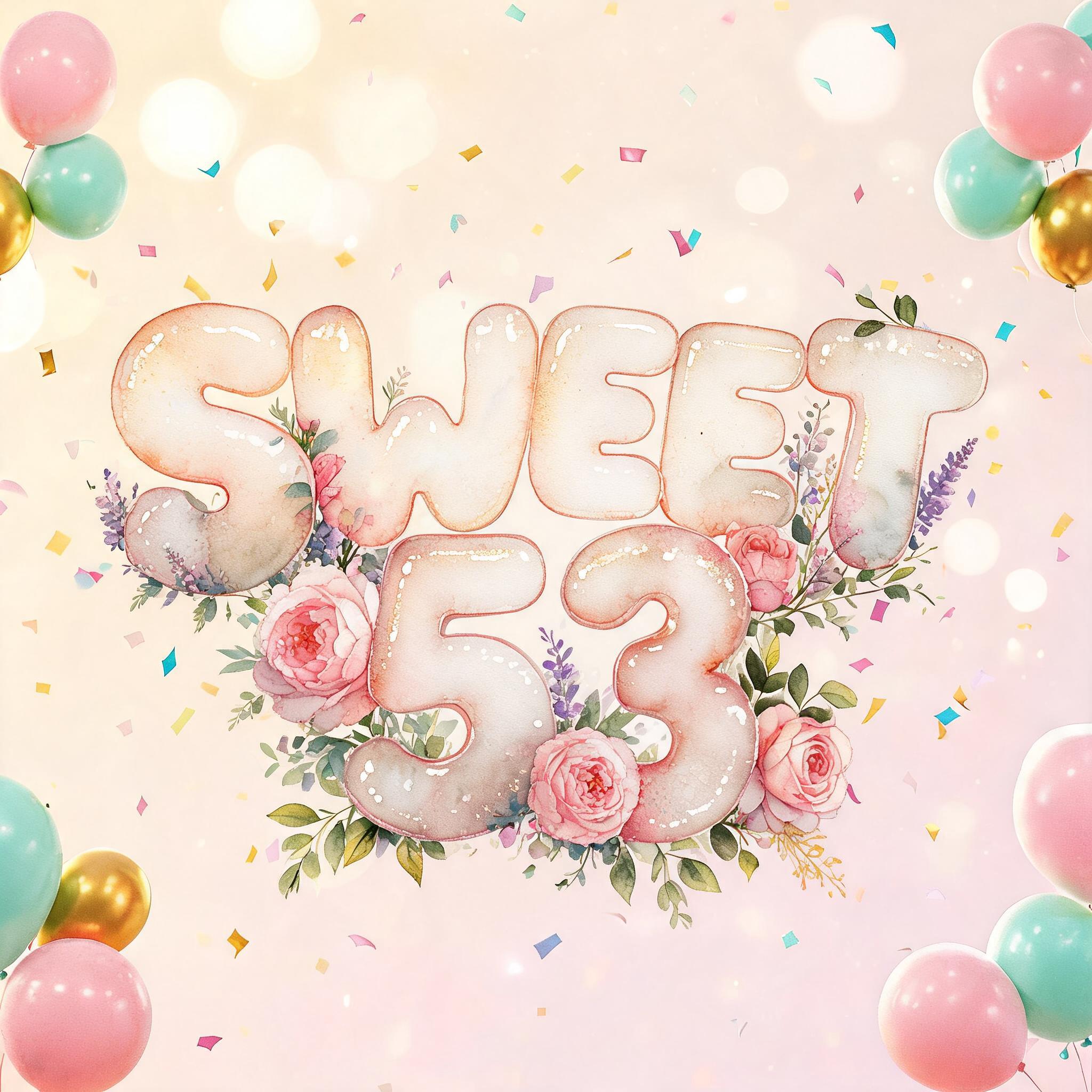 "SWEET 53" — Mothers Day text effect