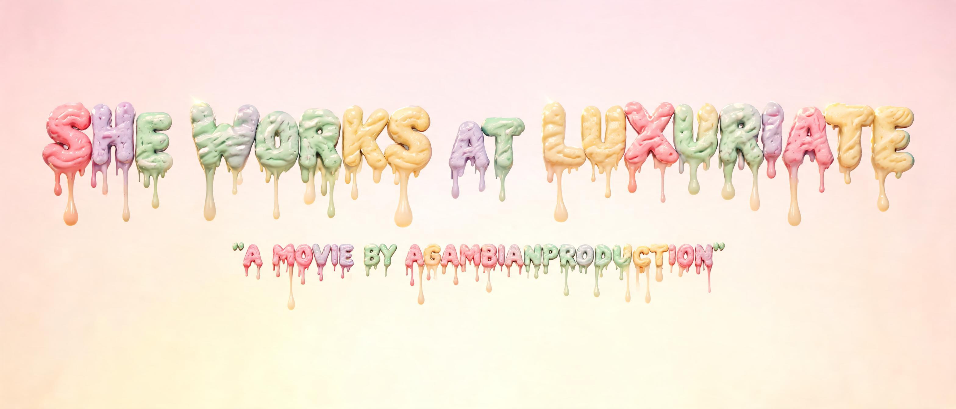 "SHE WORKS AT LUXURIATE A MOVIE BY AGAMBIANPRODUCTION" — Drip Font Ice | AI Text Effect Generator
