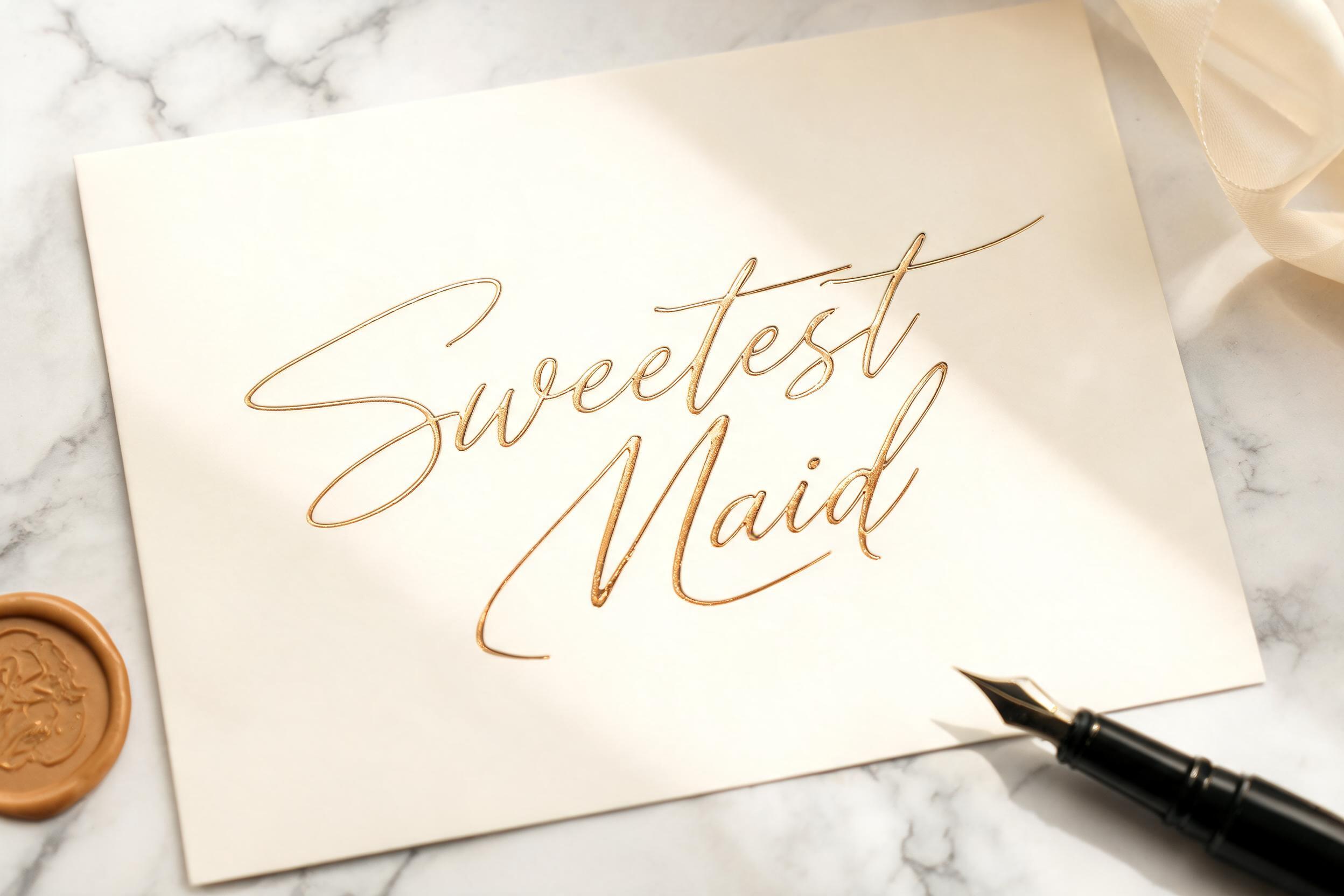 "Sweetest Maid" — Elegant Script | AI Text Effect Generator