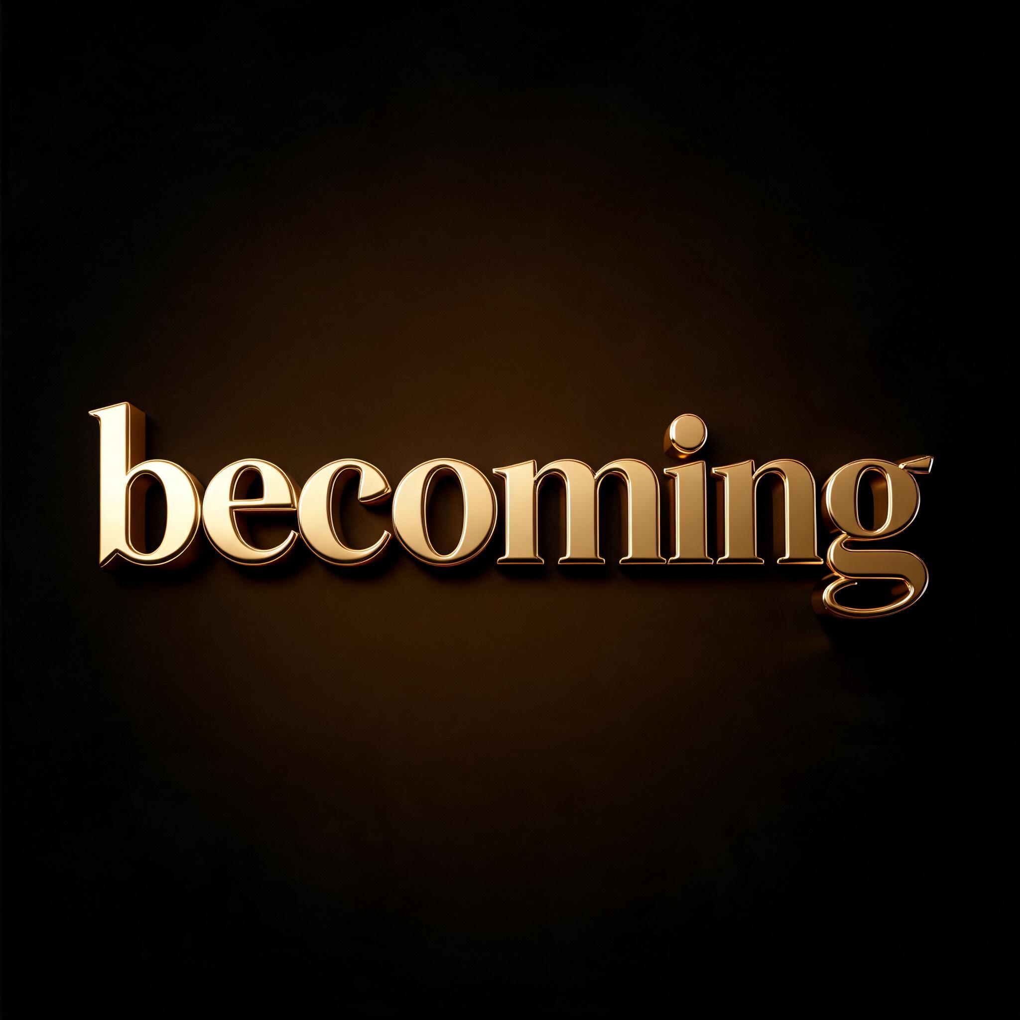 "becoming" — 3d Bold Gold | AI Text Effect Generator