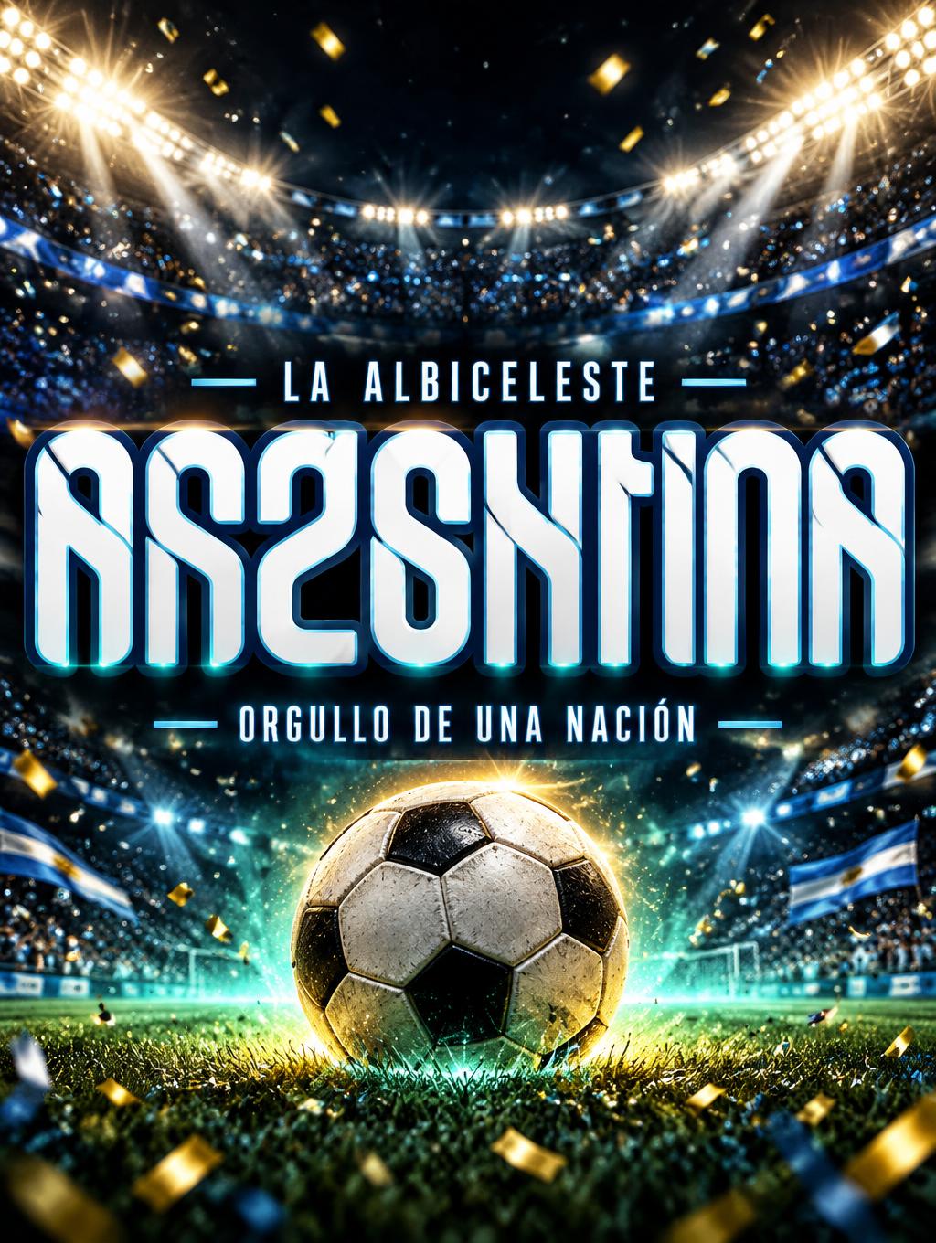 "ARGENTINA
LA ALBICELESTE
ORGULLO DE UNA NACIÓN" — Sports Football | AI Text Effect Generator