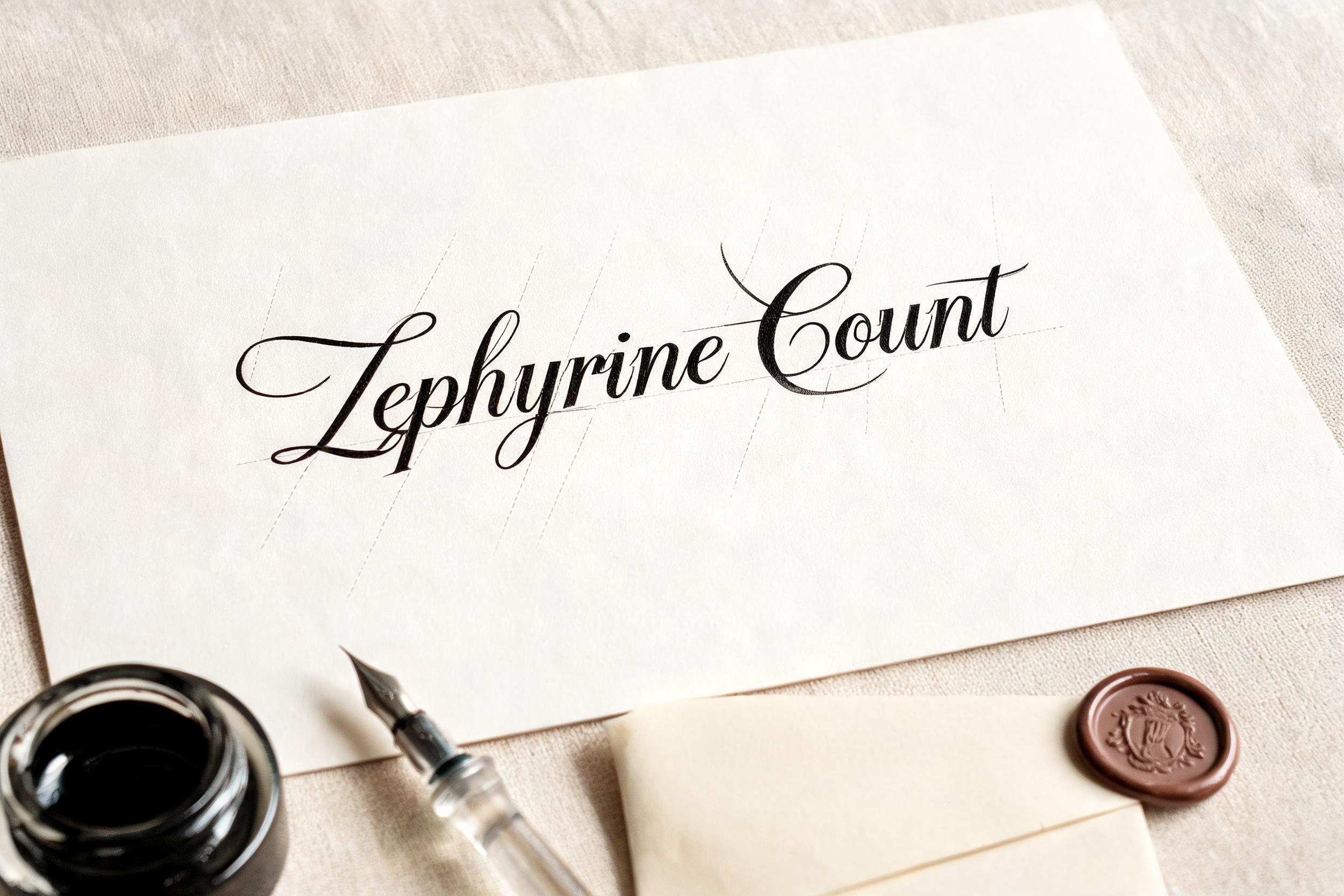 "Zephyrine Count" — Cursive Calligraphy | AI Text Effect Generator