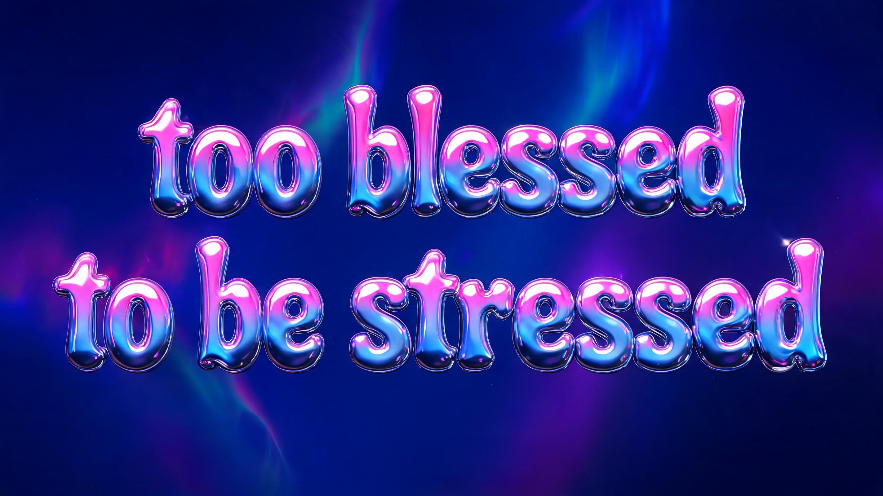 "too blessed to be stressed" — Y2k | AI Text Effect Generator
