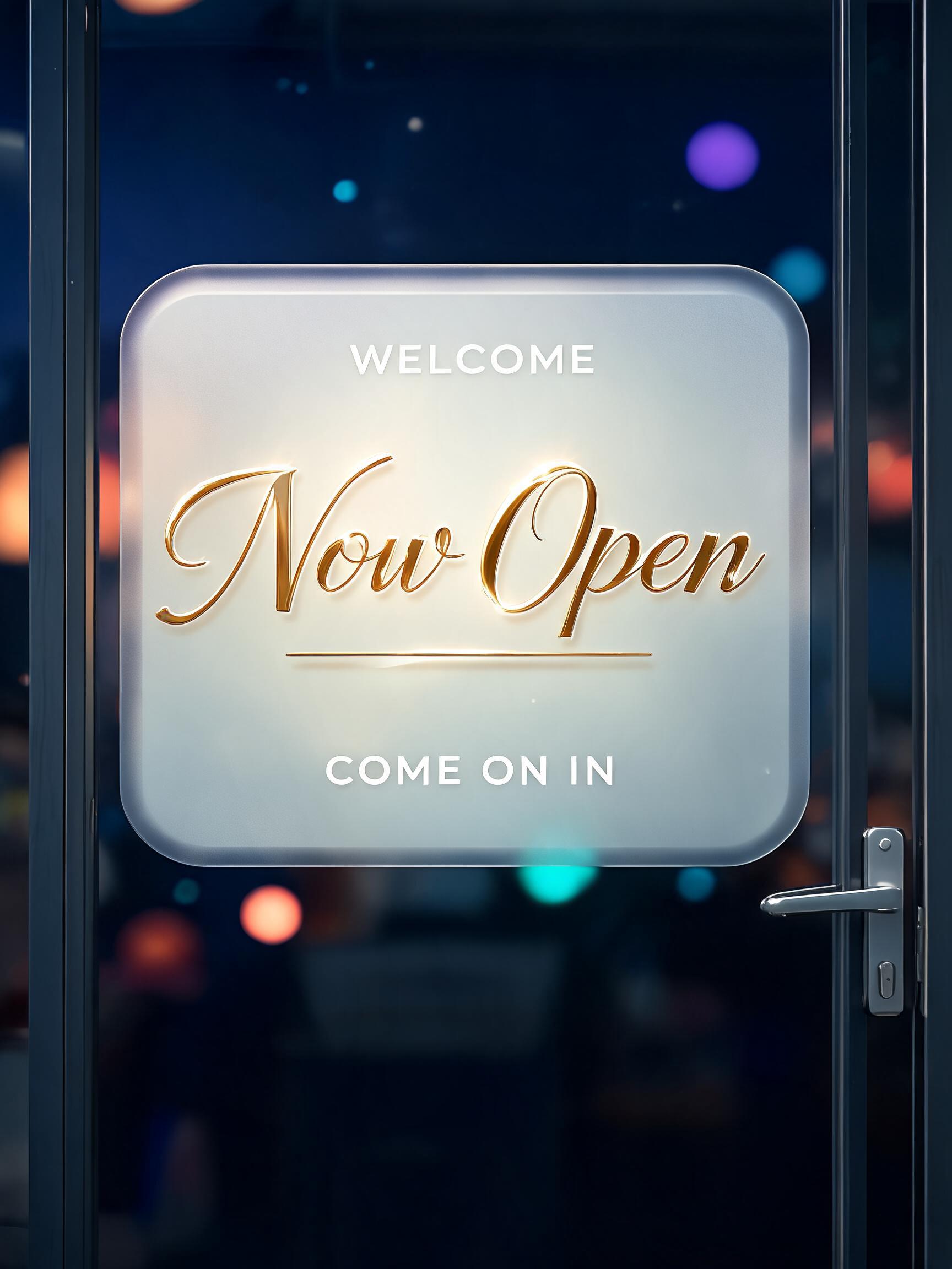 "Now Open
WELCOME
COME ON IN" — Glass Morphism | AI Text Effect Generator