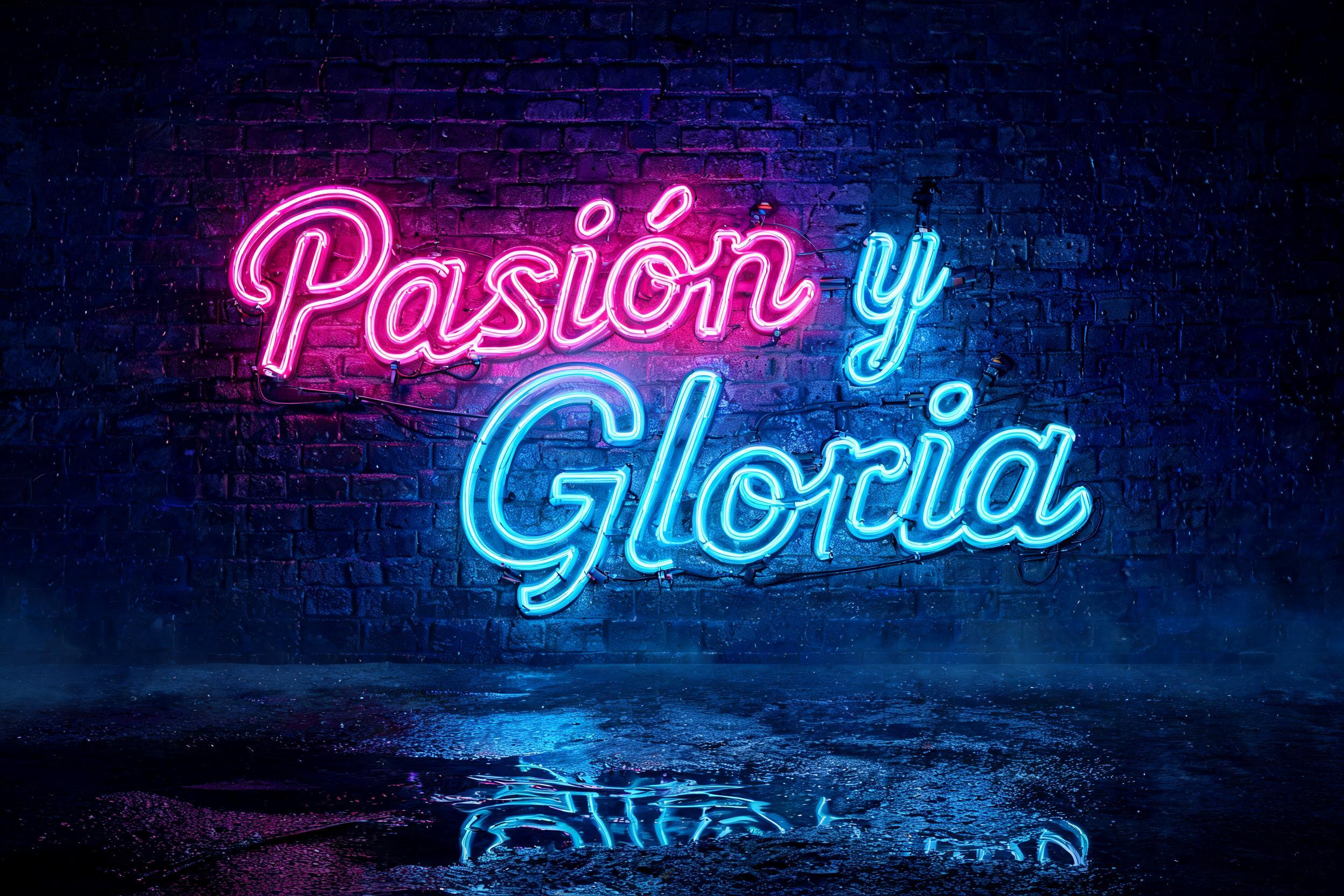 "Pasión y Gloria" — Neon Glow | AI Text Effect Generator