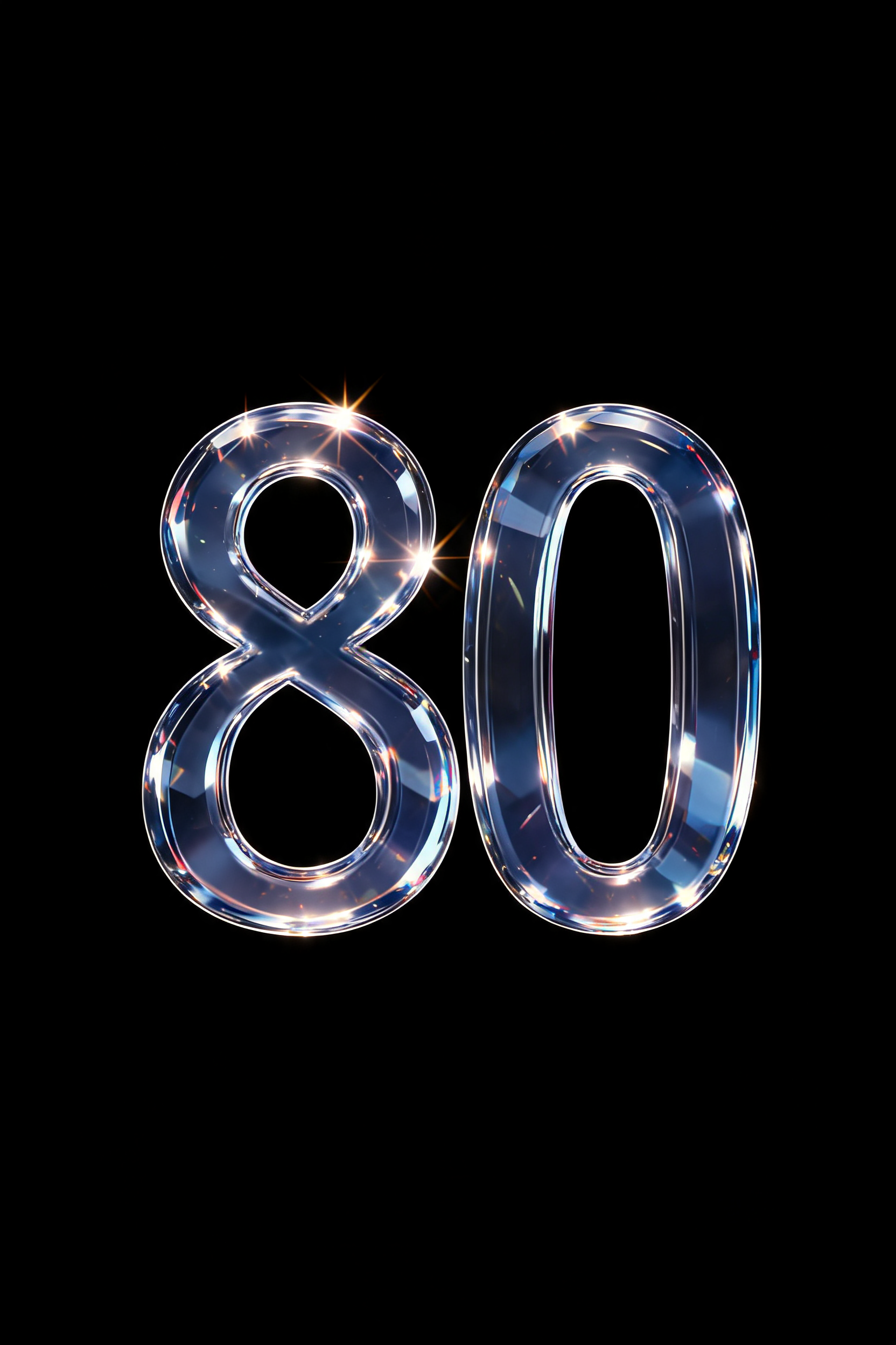 "80" — Glass | AI Text Effect Generator