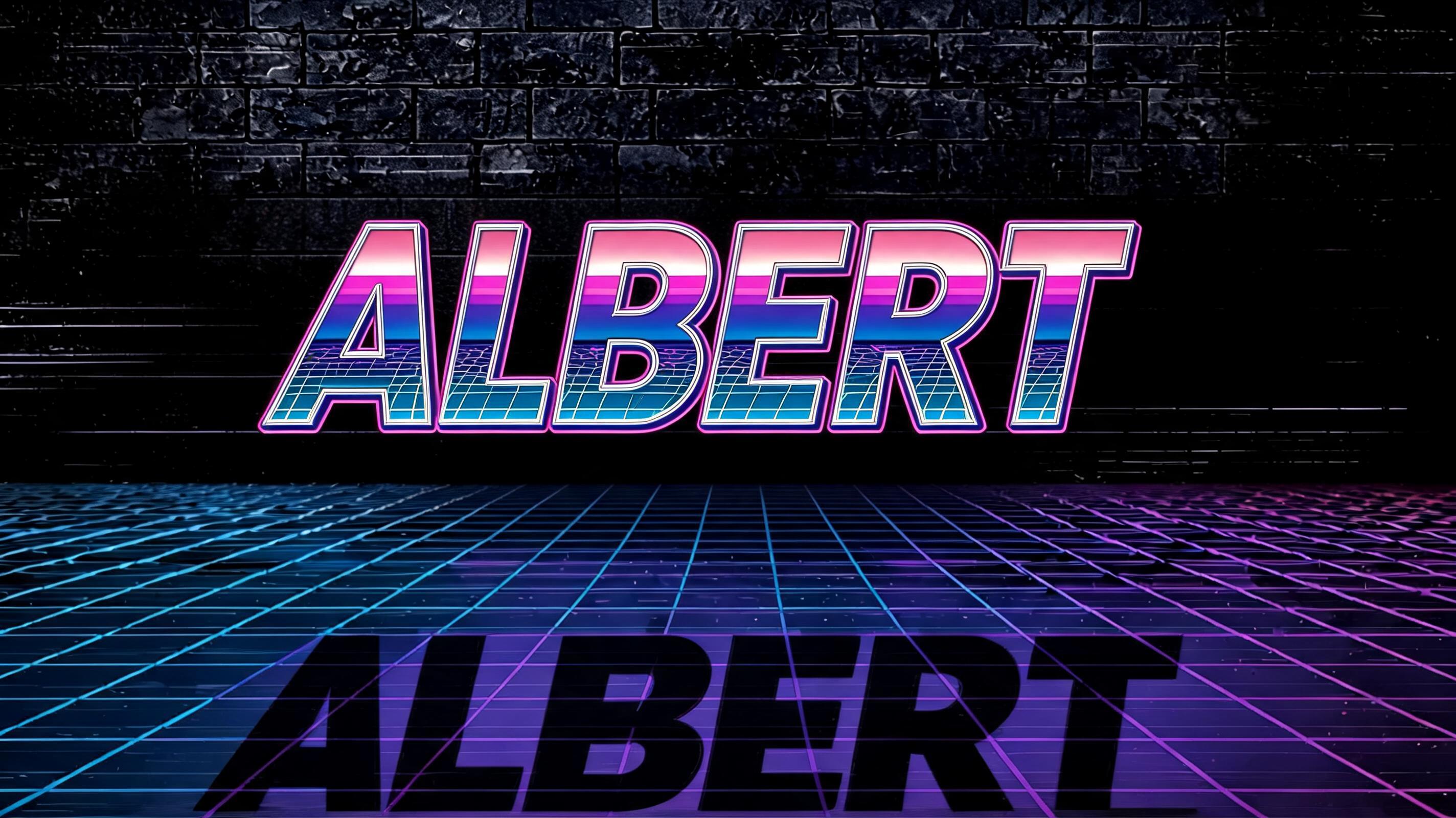 "Albert" — Neon 80s | AI Text Effect Generator