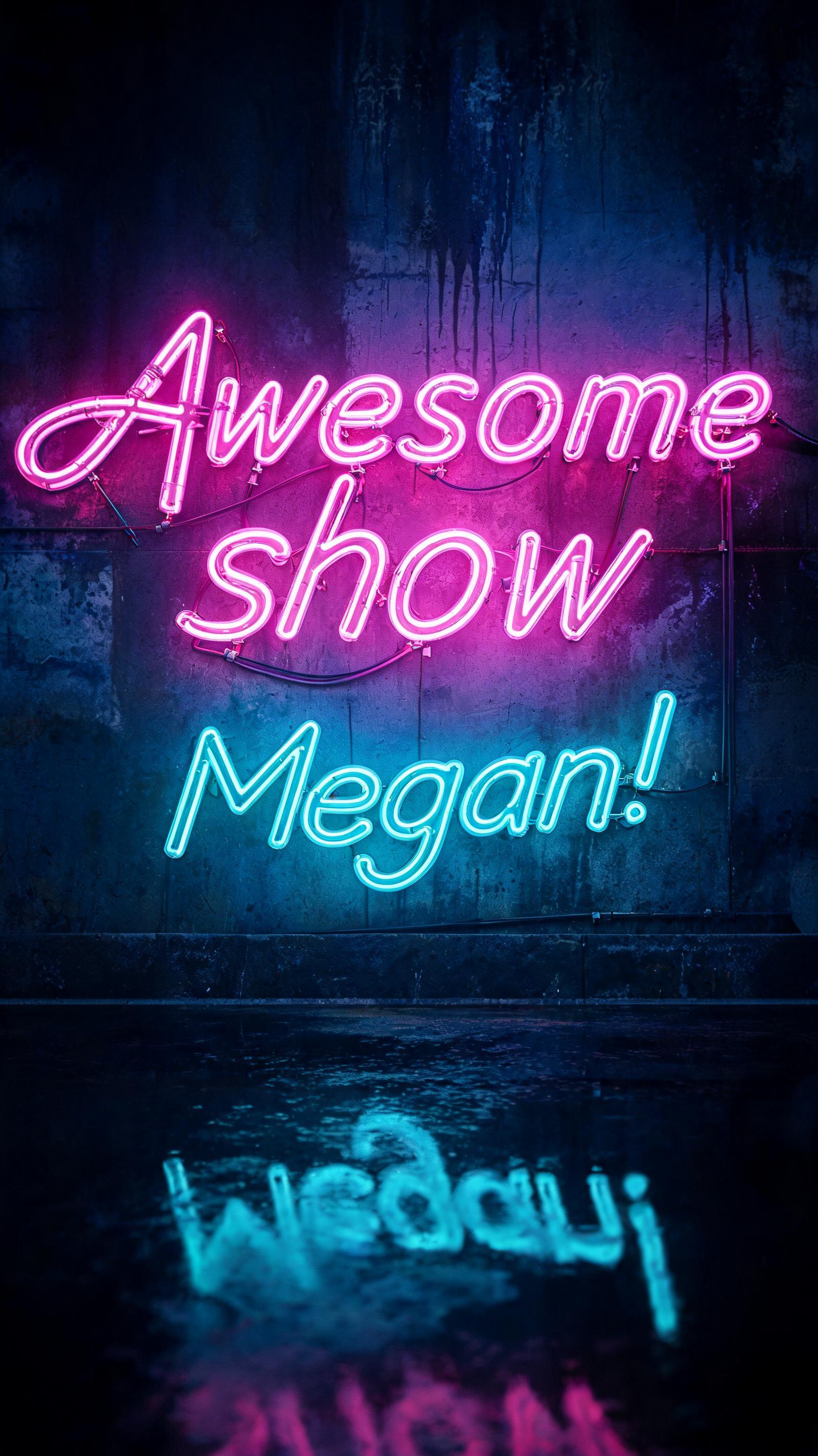 "Awesome show Megan!" — Neon Glow | AI Text Effect Generator