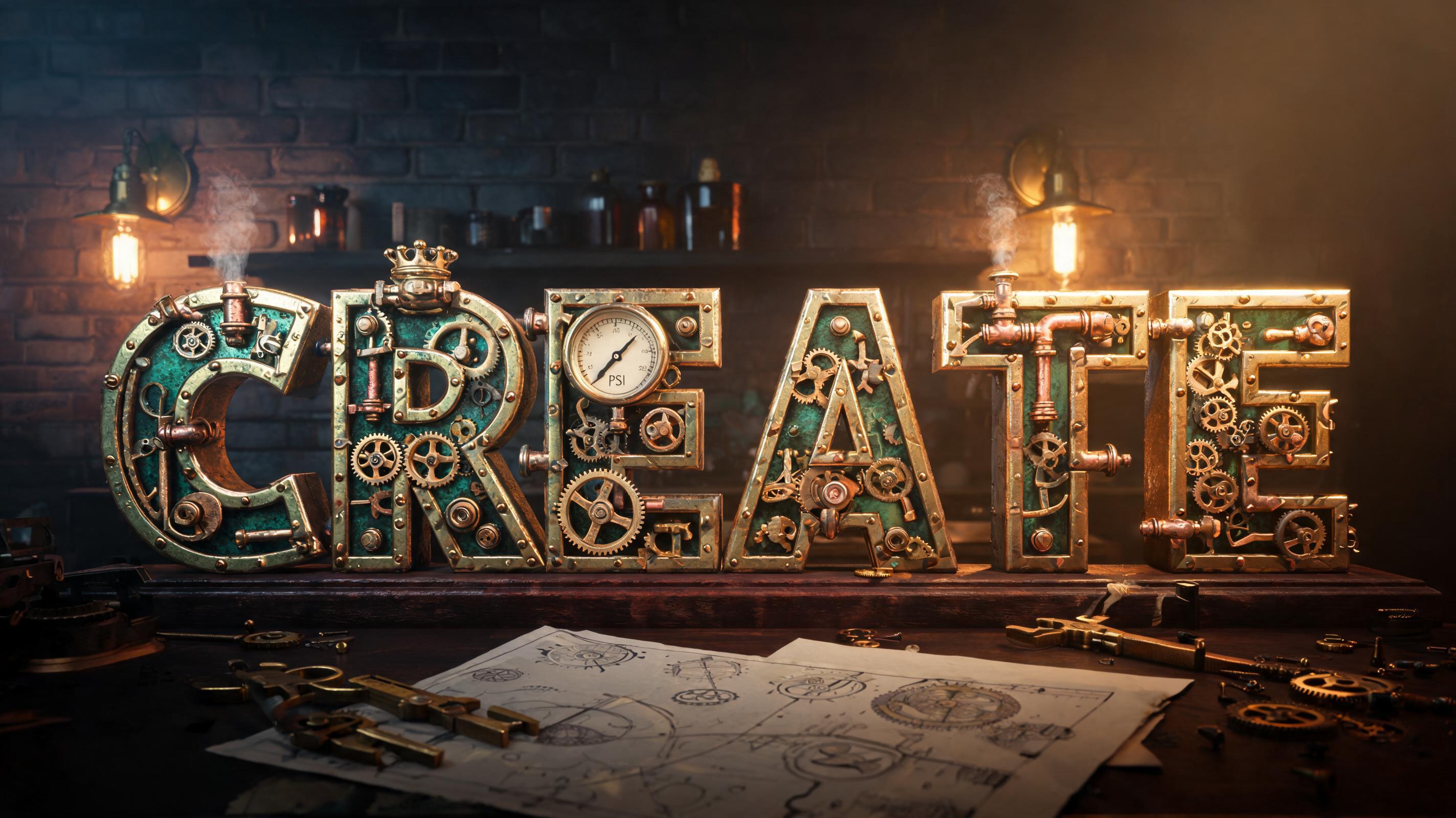 "Create" — Steampunk | AI Text Effect Generator