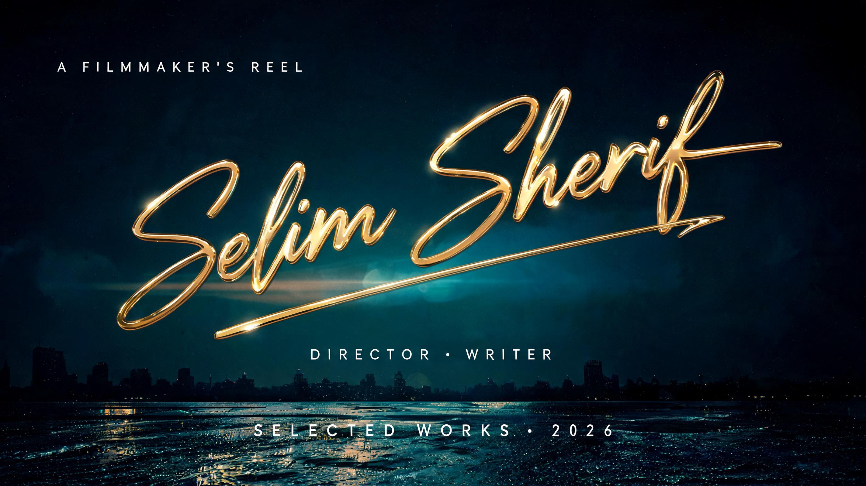 "Selim Sherif
A FILMMAKER’S REEL
DIRECTOR · WRITER
SELECTED WORKS · 2026" — Cinematic text effect