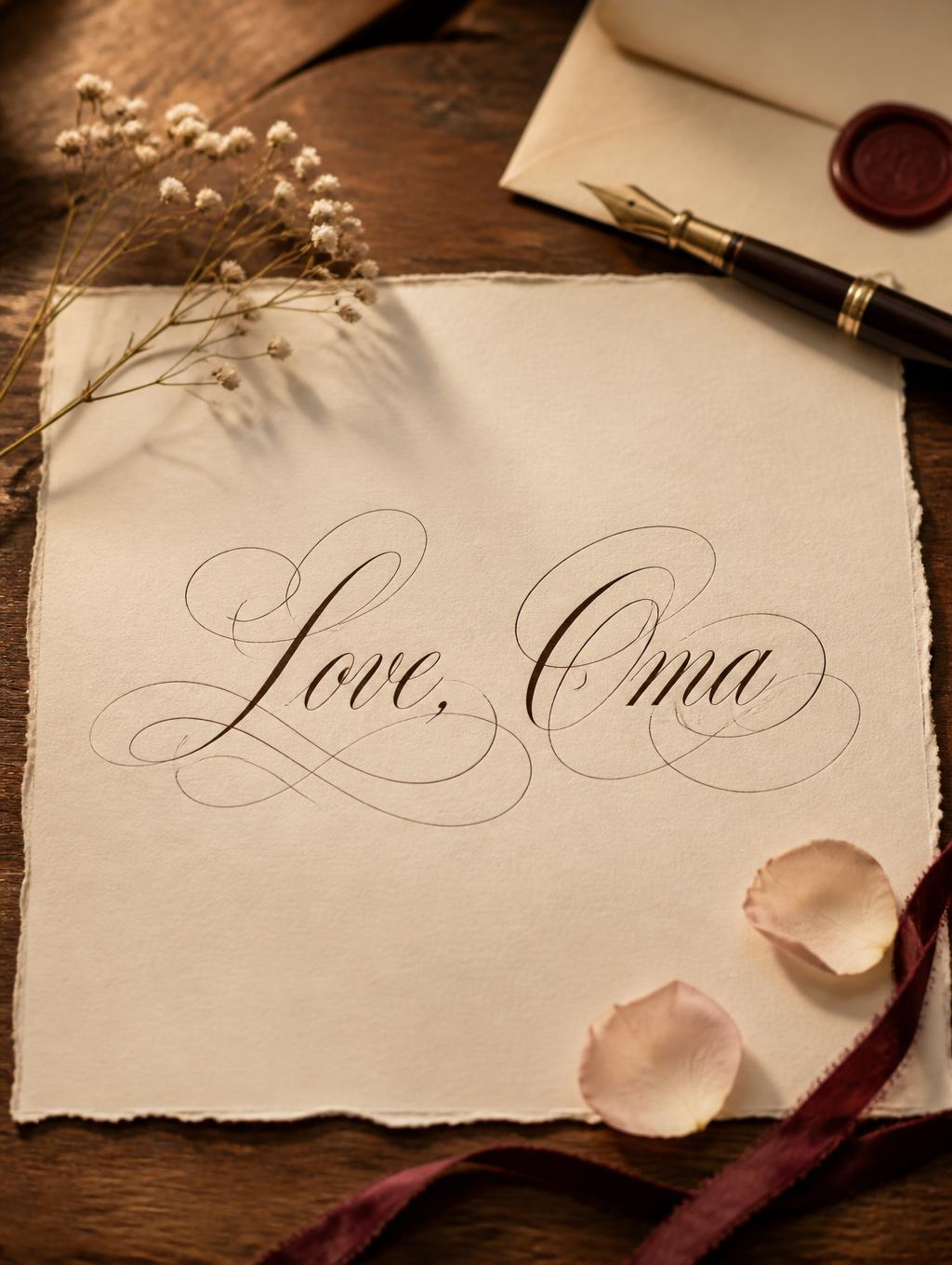 "Love, Oma" —  | AI Text Effect Generator