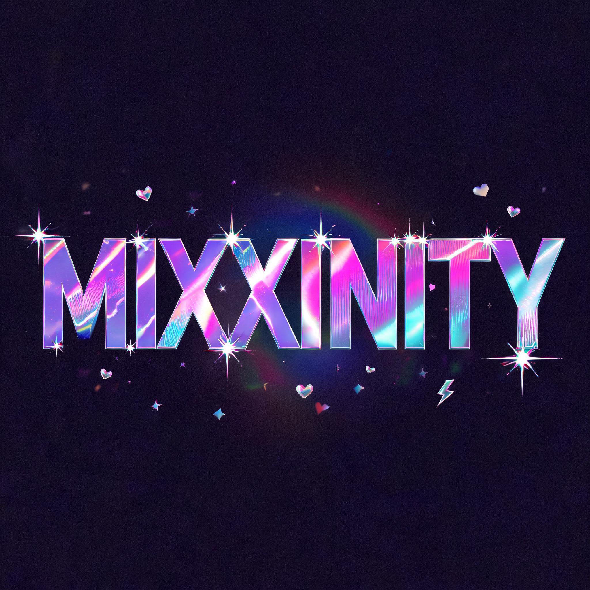 "MIXXINITY" — Y2k Holographic text effect