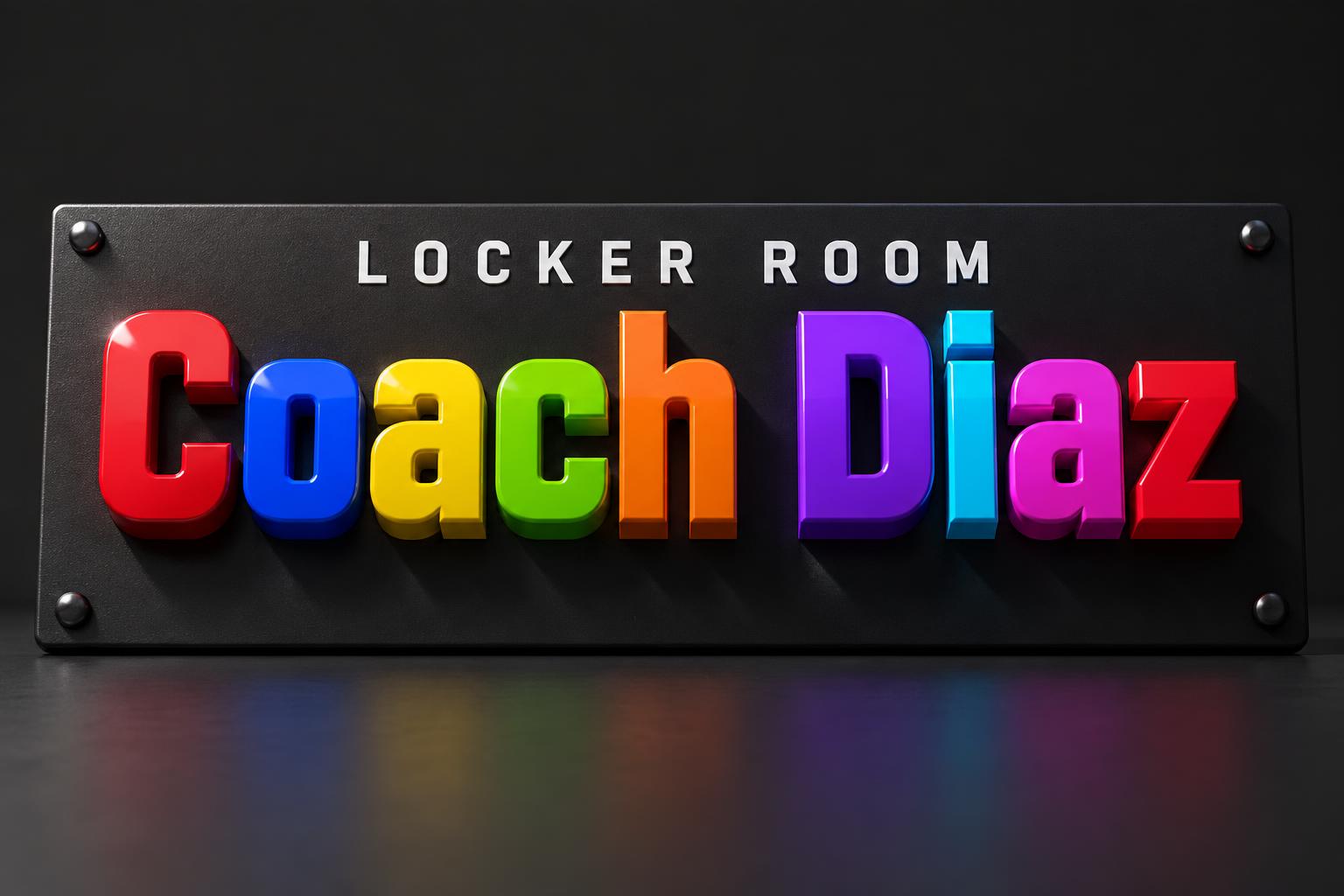 "Coach Diaz
LOCKER ROOM" — 3d Bold | AI Text Effect Generator