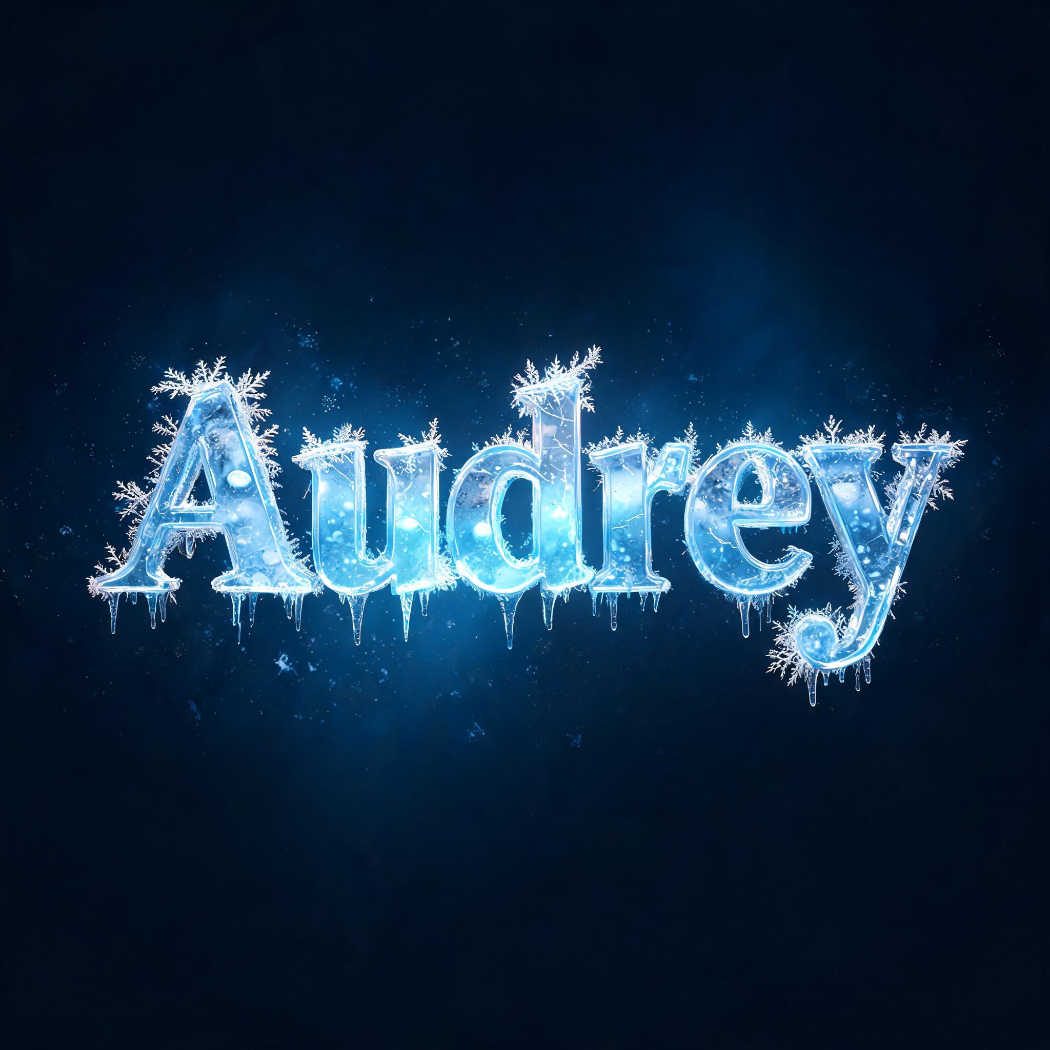 "Audrey" — Glass Frozen | AI Text Effect Generator