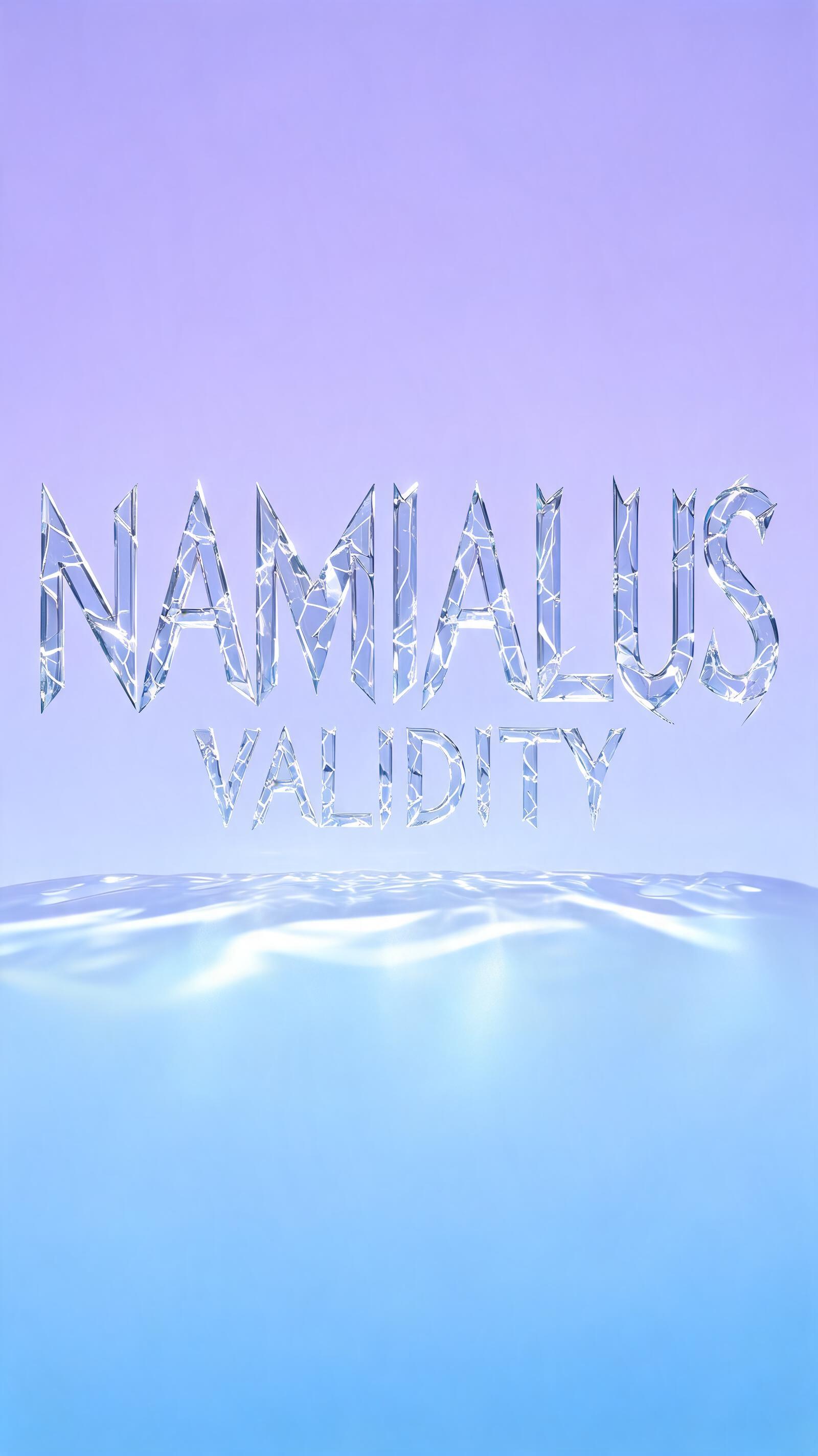 "NAMIALUS 
VALIDITY" — Glass | AI Text Effect Generator