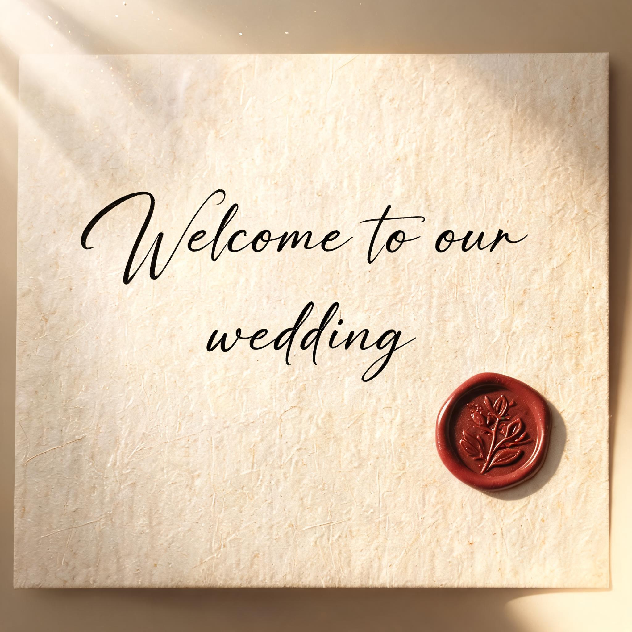 "Welcome to our wedding" — Handwritten Script | AI Text Effect Generator