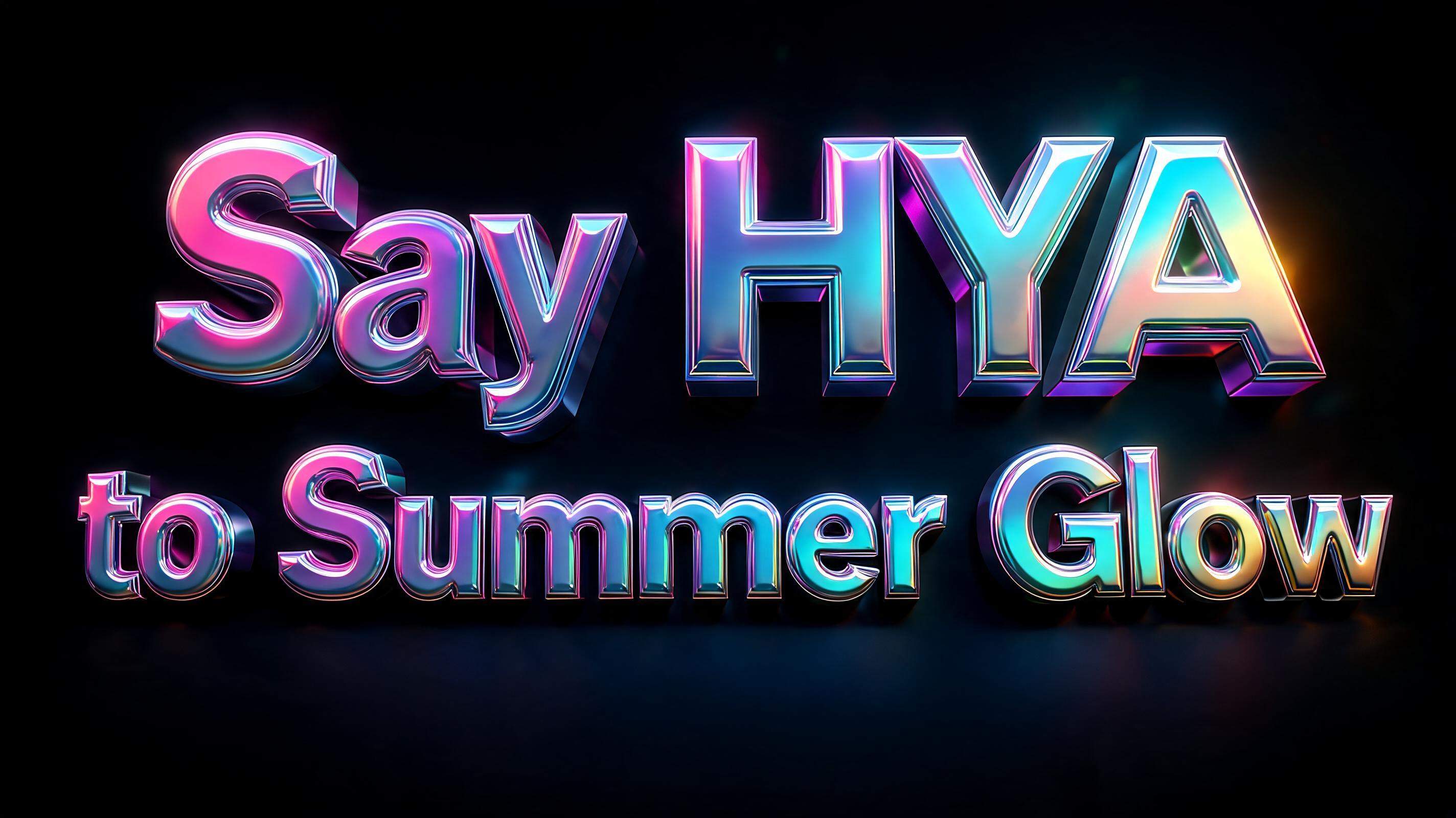 "Say HYA to Summer Glow" — 3d Bold Holographic text effect