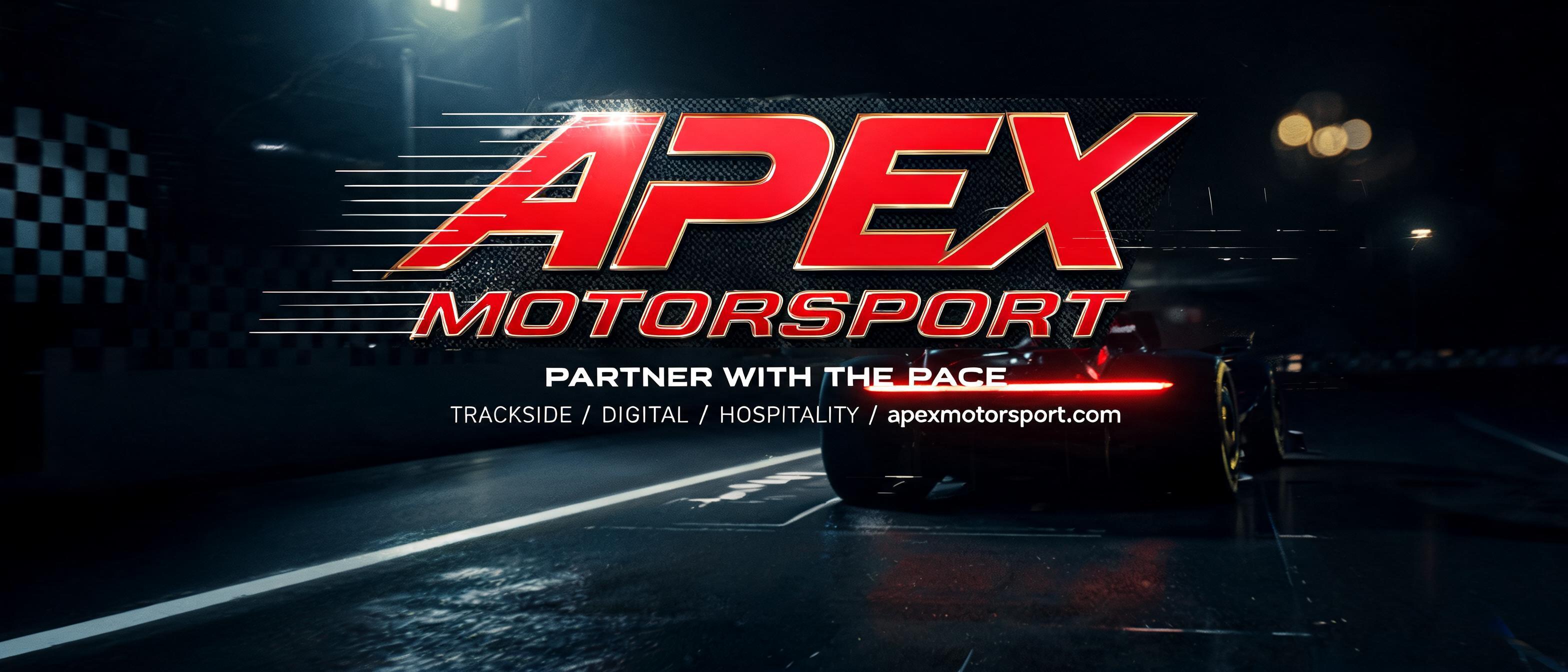 "Design a racing sponsor banner for the team Apex Motorsport" — Racing text effect
