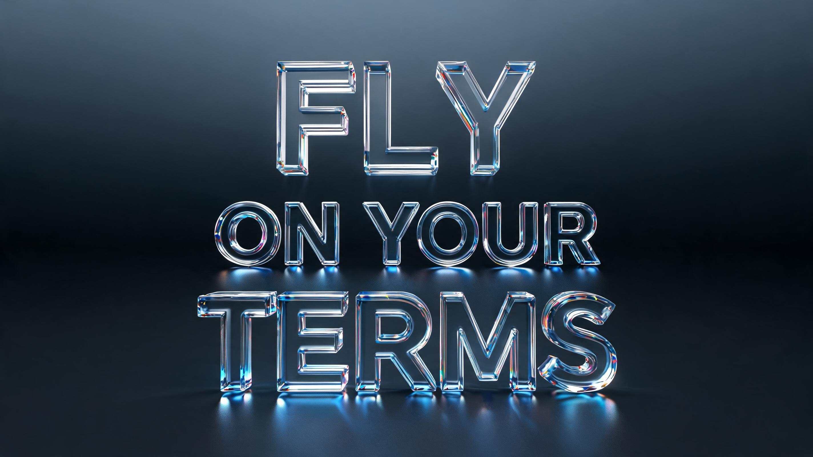 "FLY ON YOUR TERMS" — Glass | AI Text Effect Generator