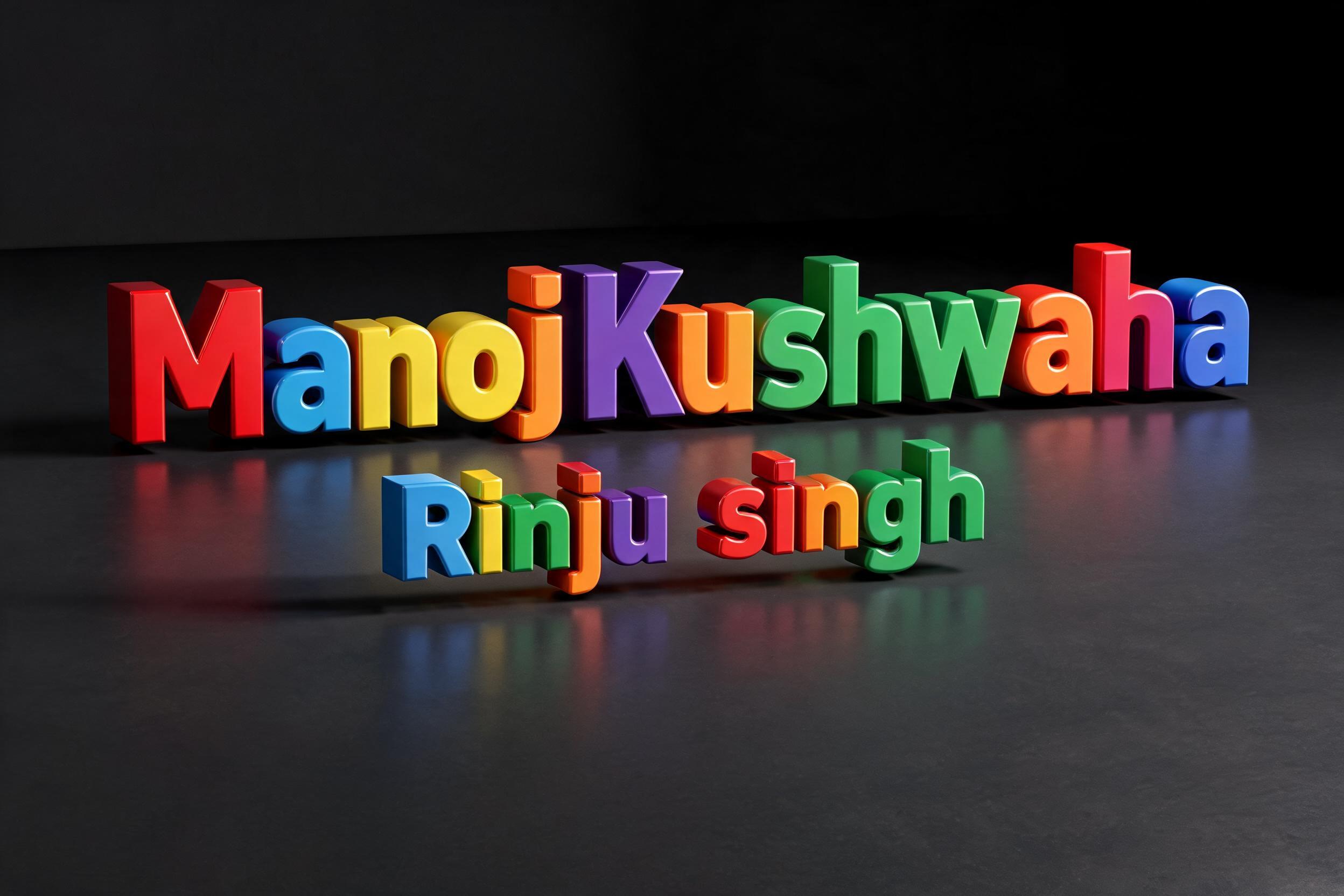 "Manoj Kushwaha 
Rinju singh" — 3d Bold | AI Text Effect Generator