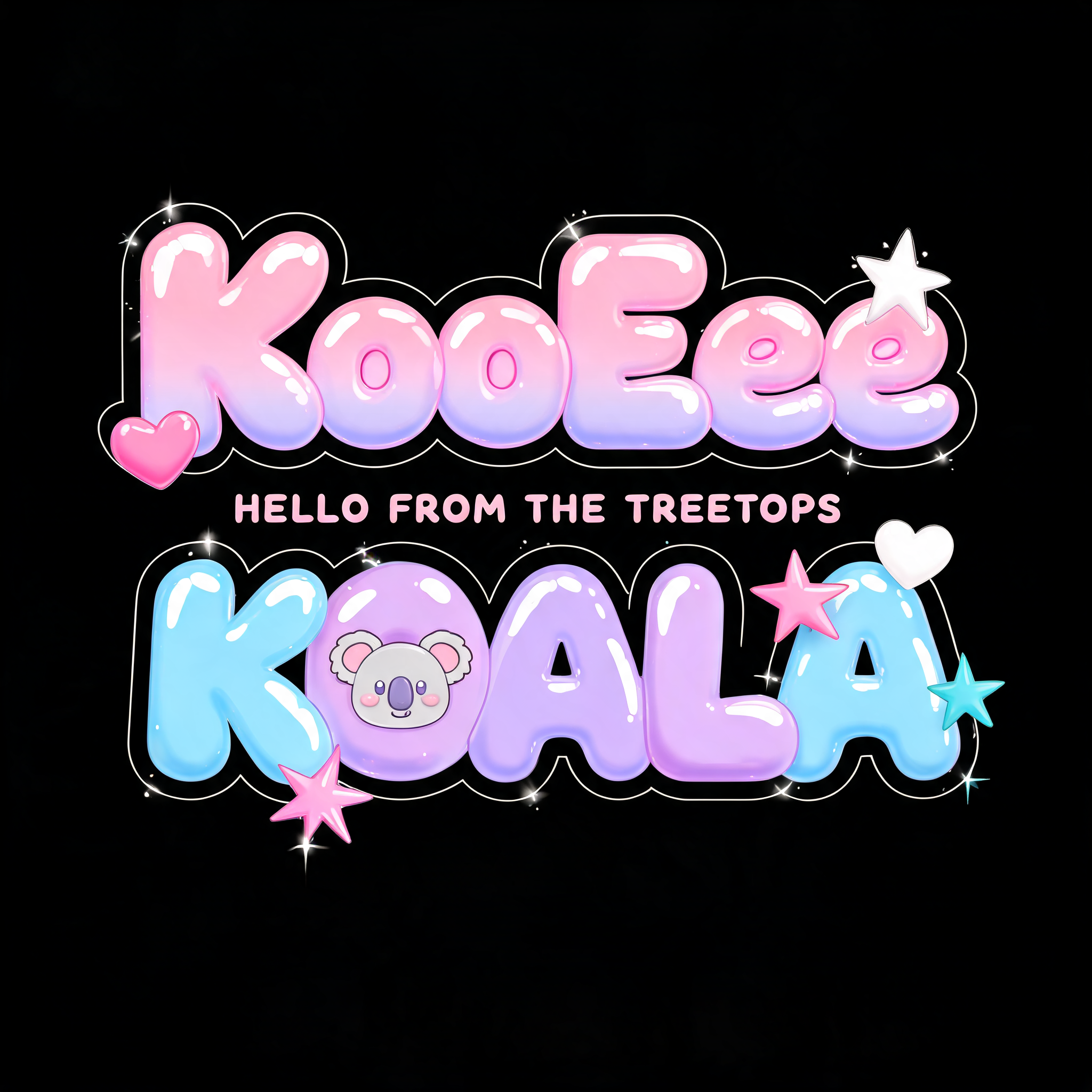 "KooEee KOALA" — Y2k Bubbly | AI Text Effect Generator