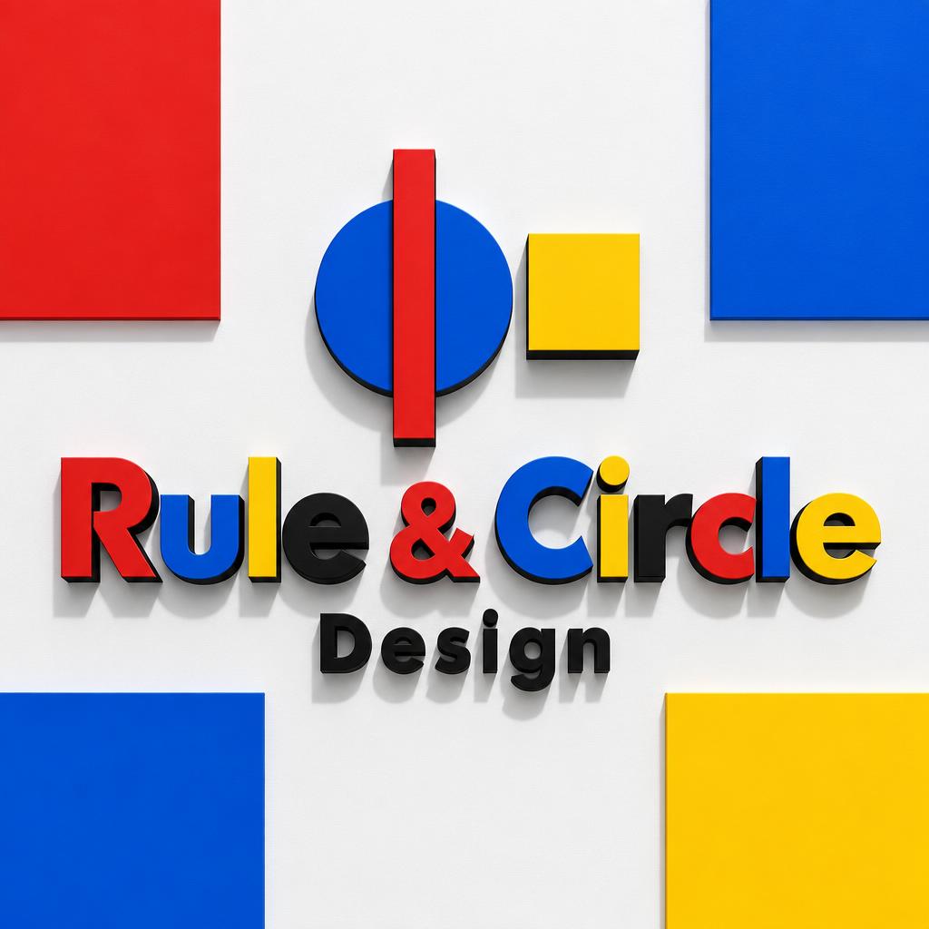 "Rule & Circle
Design" — Geometric text effect