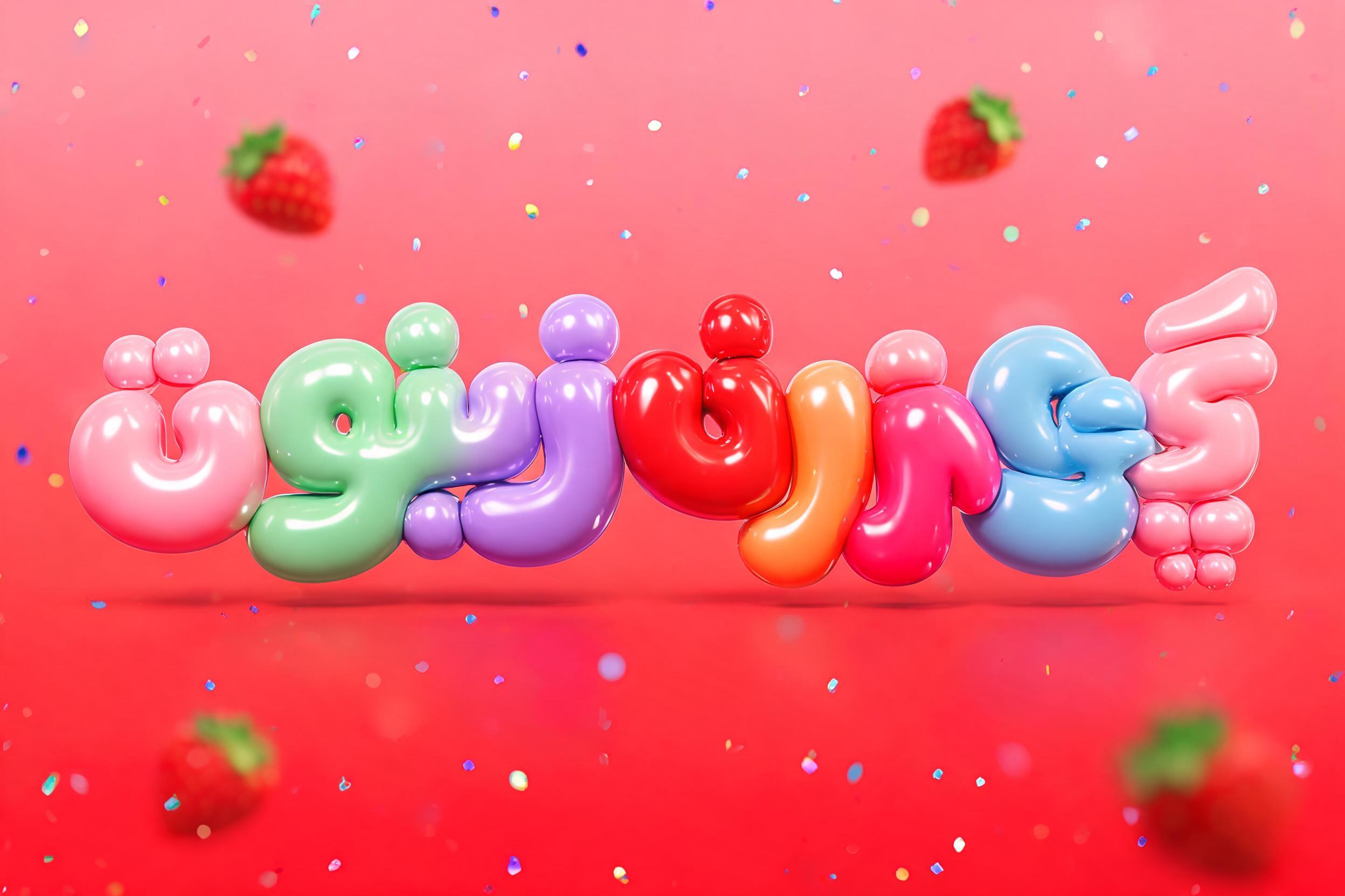"توت فرنگی" — 3d Bold Inflated text effect