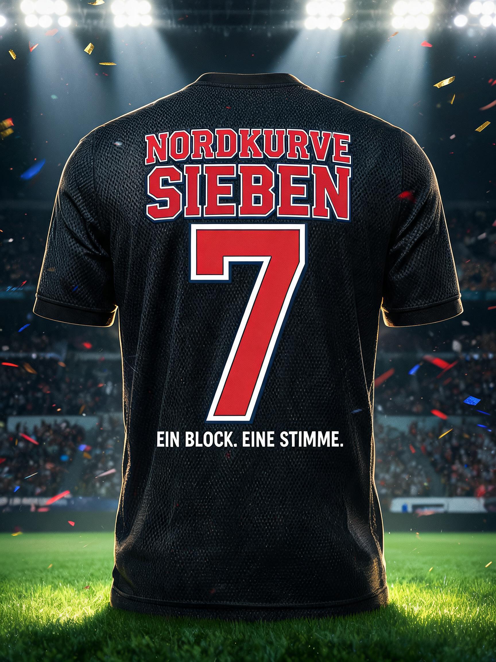"NORDKURVE
SIEBEN
7
EIN BLOCK. EINE STIMME." — Sports Football | AI Text Effect Generator