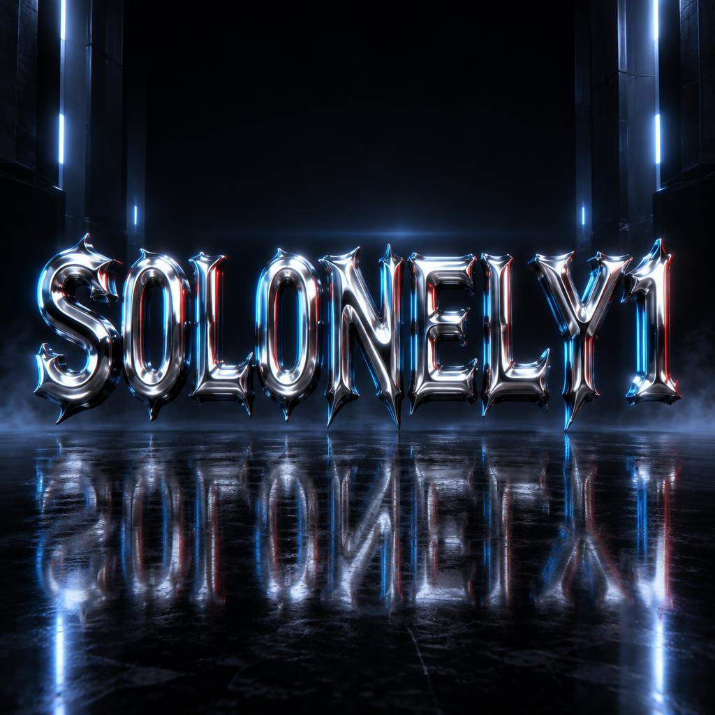 "S0L0NELY1" — Cyberpunk Chrome text effect
