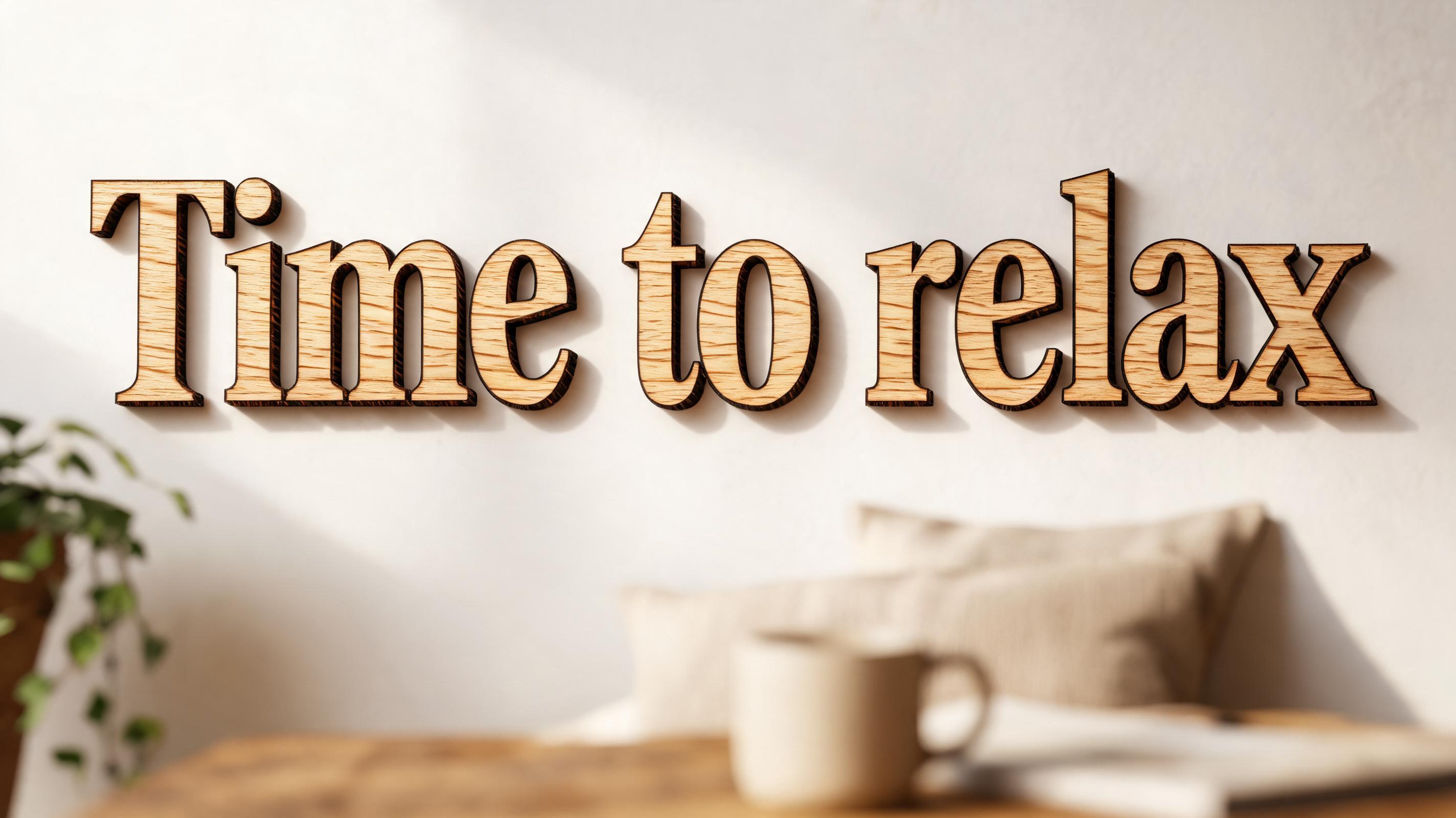 "Time to relax" — Laser Cut | AI Text Effect Generator