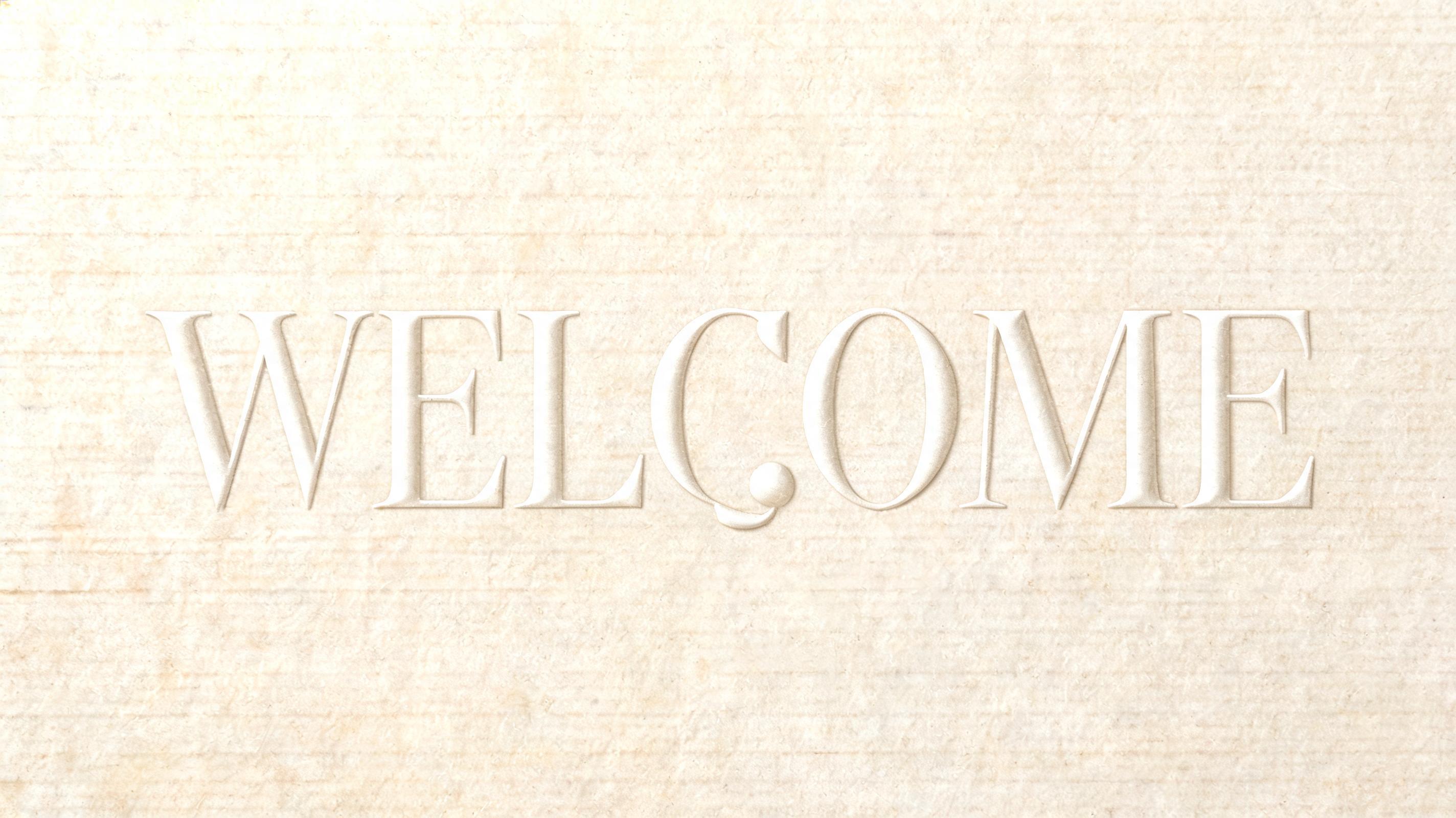 "Welcome" — Emboss text effect
