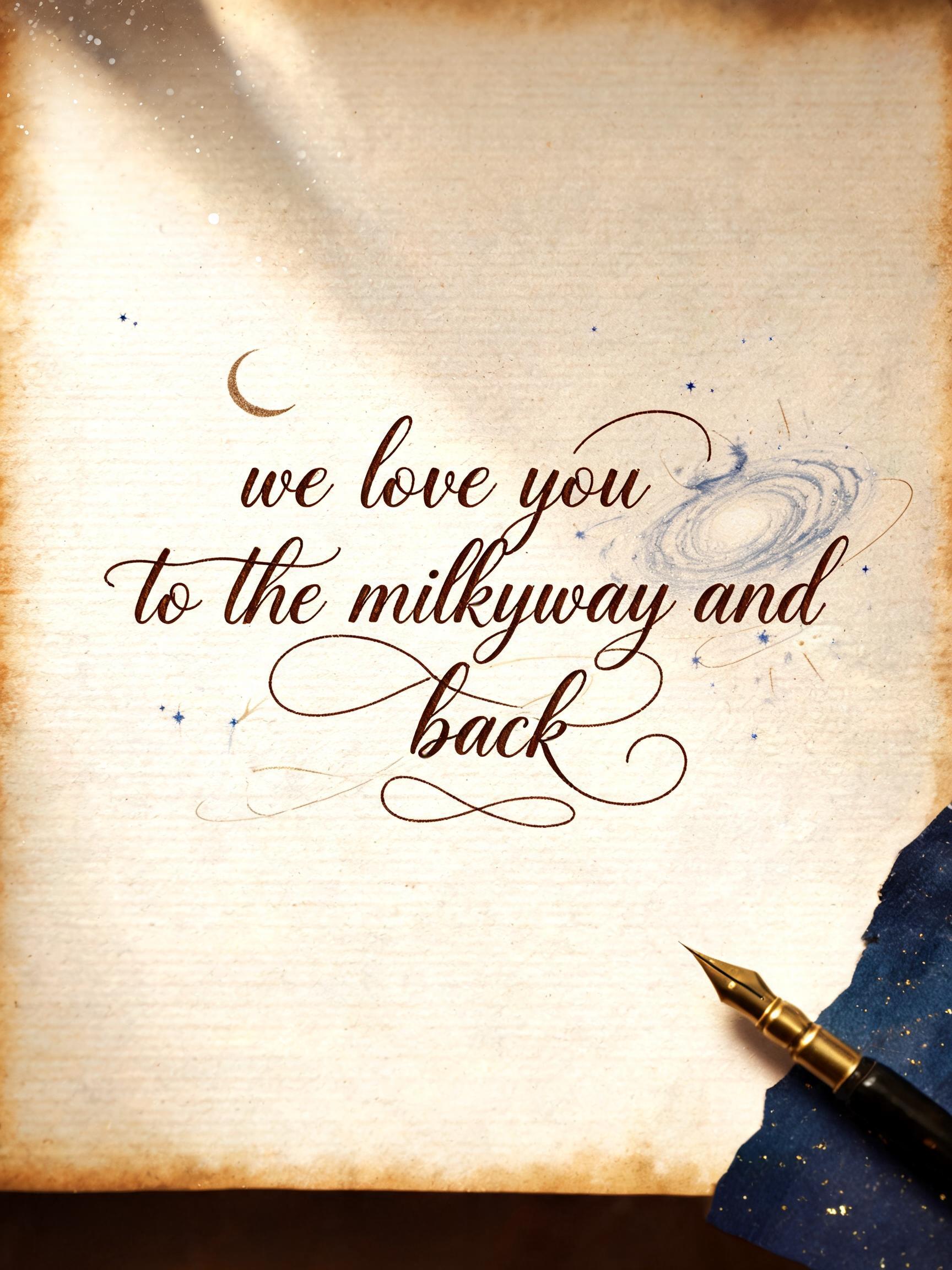 "we love you to the  milkyway and back" — Handwritten Script | AI Text Effect Generator