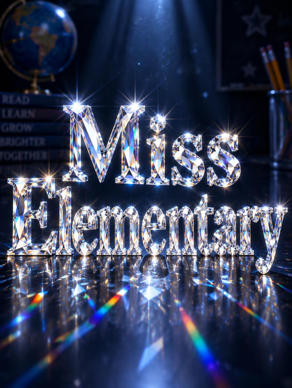 "Miss Elementary" — Glass Crystal | AI Text Effect Generator