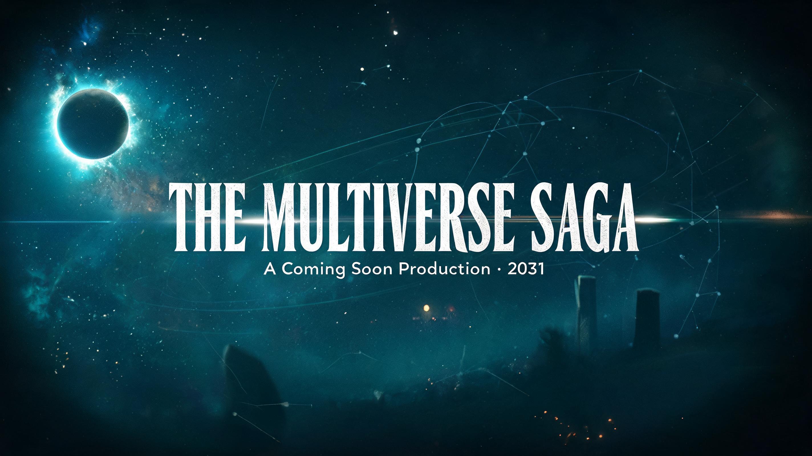 "THE MULTIVERSE SAGA
A Coming Soon Production · 2031" — Cinematic Netflix | AI Text Effect Generator