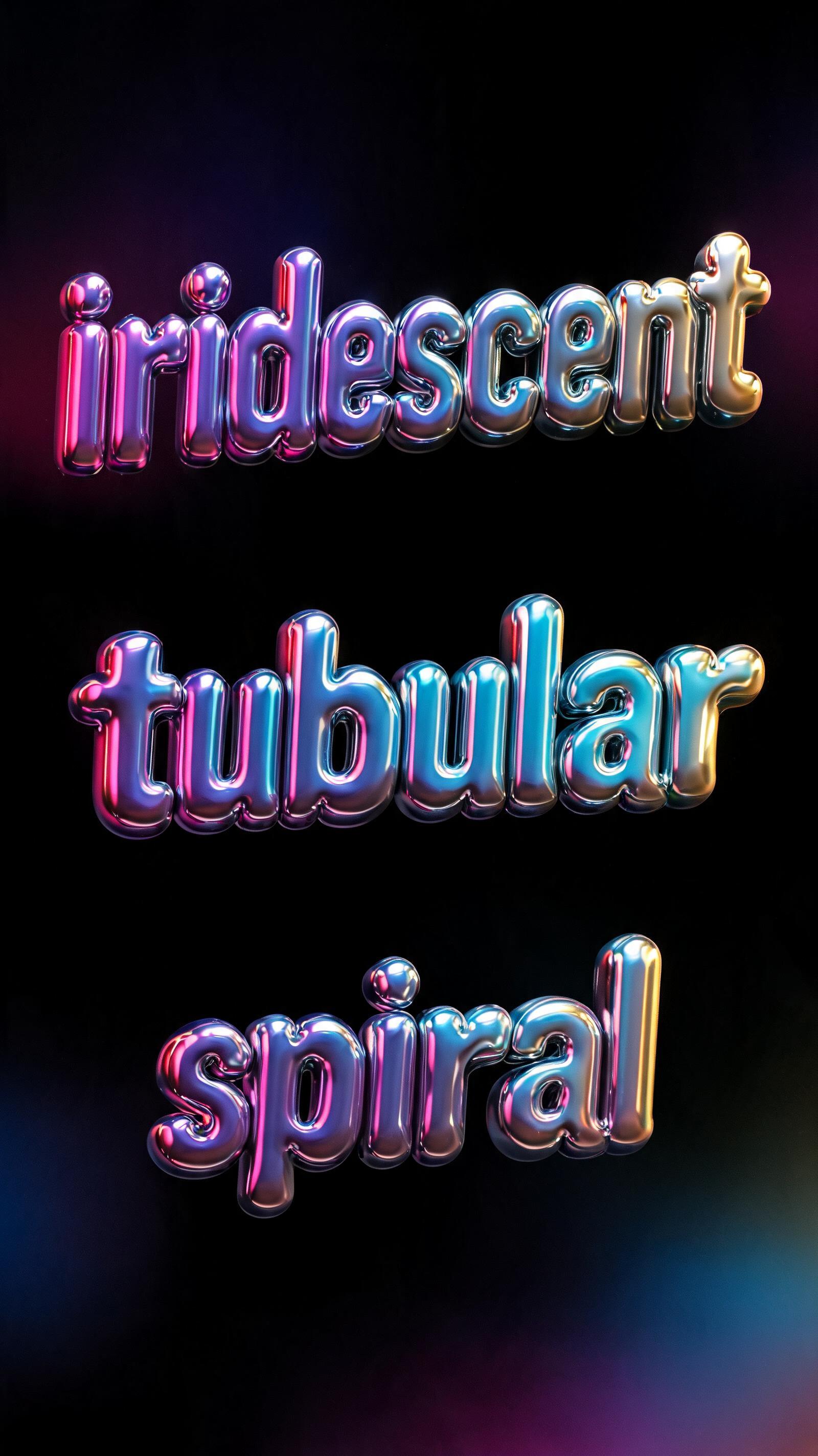 "iridescent tubular spiral" — 3d Bold Holographic | AI Text Effect Generator