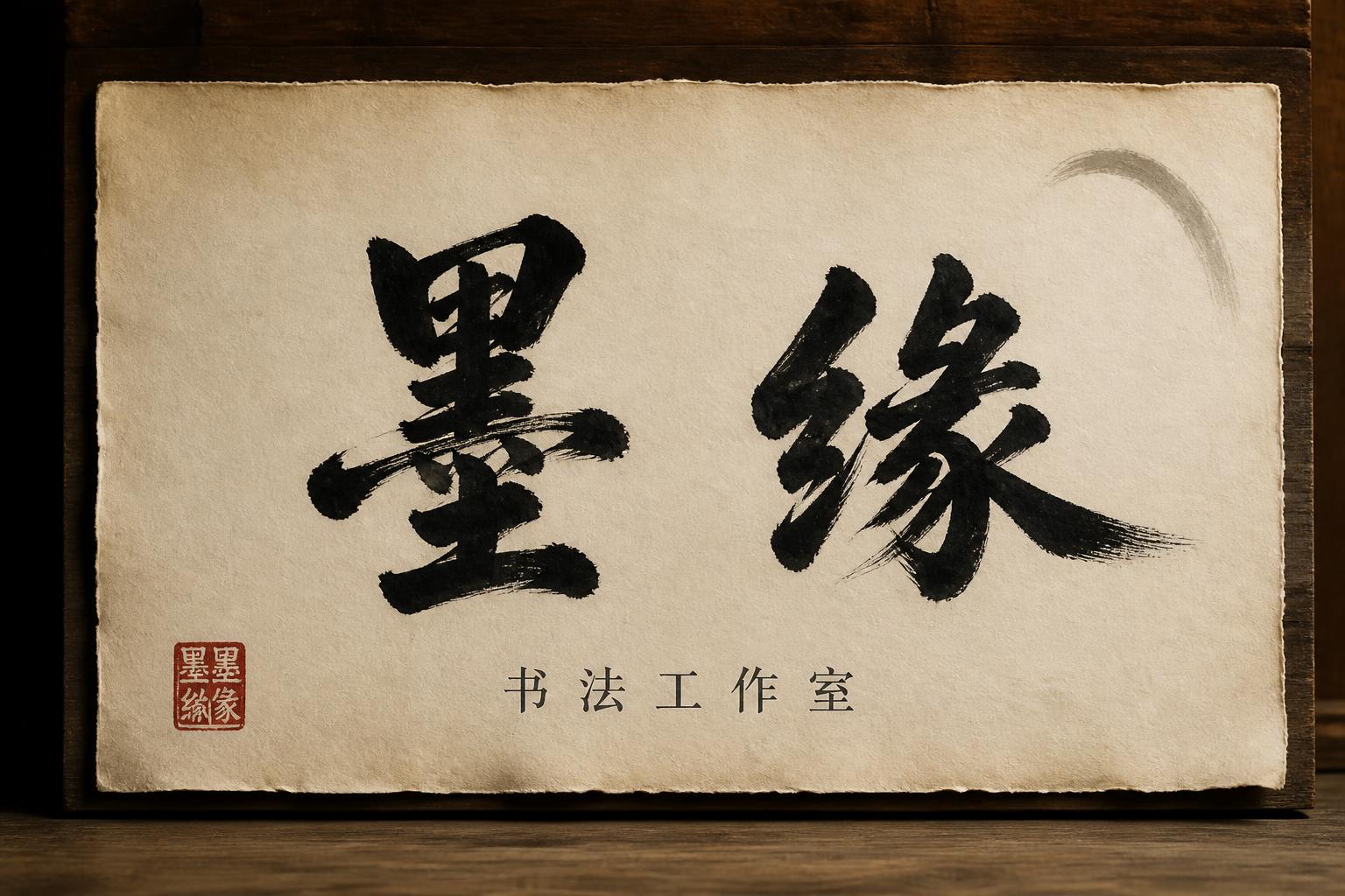 "墨缘
书法工作室
墨缘" — Brush Chinese Ink | AI Text Effect Generator