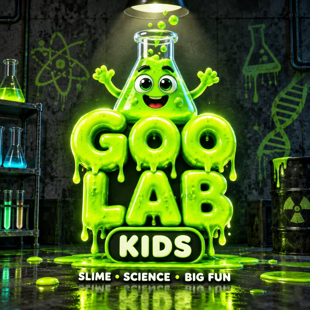 "GOO
LAB
KIDS
SLIME • SCIENCE • BIG FUN" — Drip Font | AI Text Effect Generator